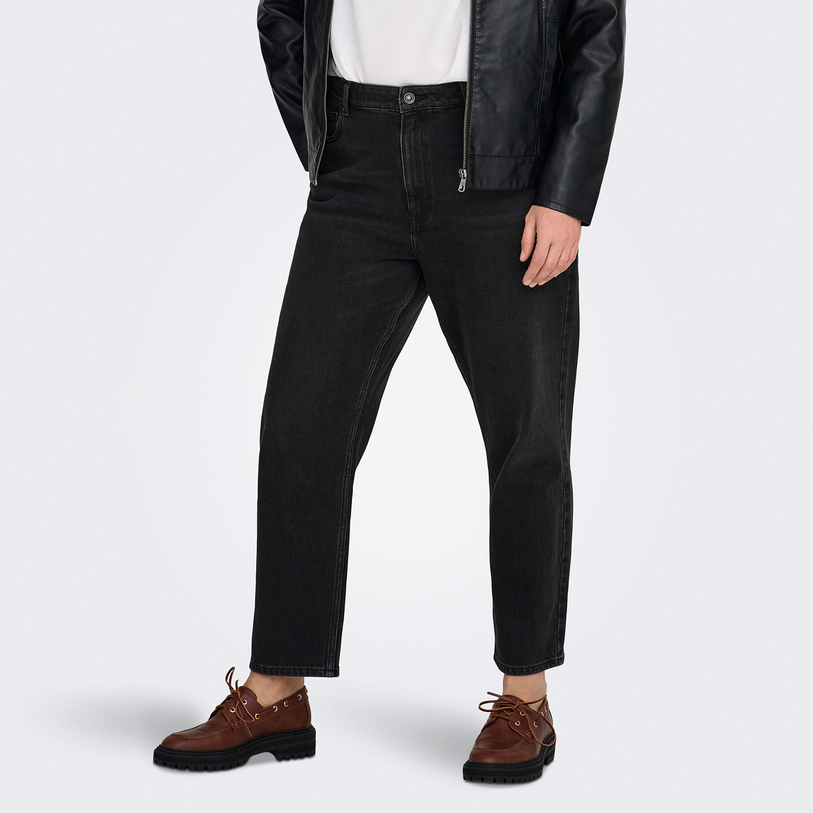 Caremily high waist straight fit ankle length jeans