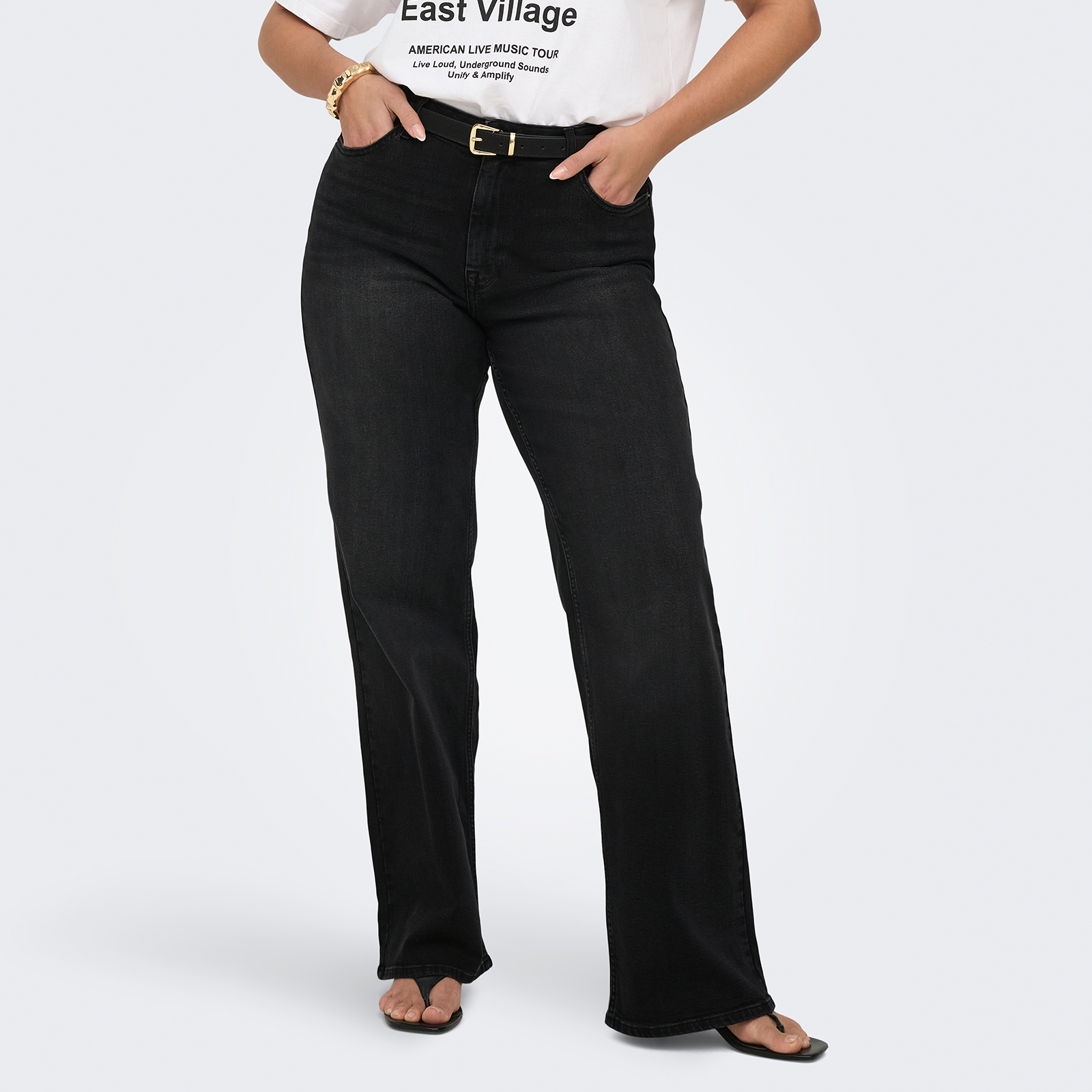 Carjulles mid waist wide leg fit jeans