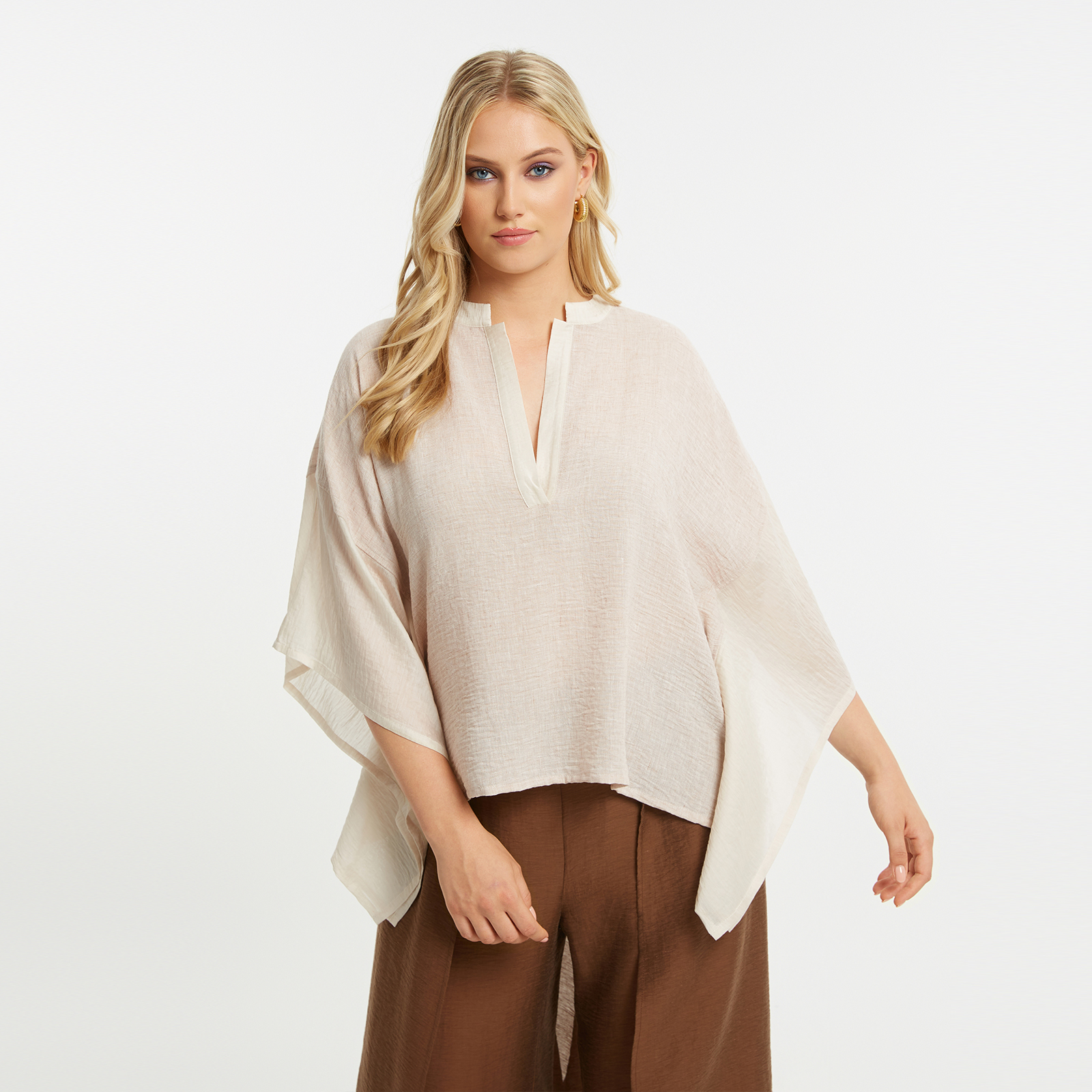 Μπλούζα V με λινό