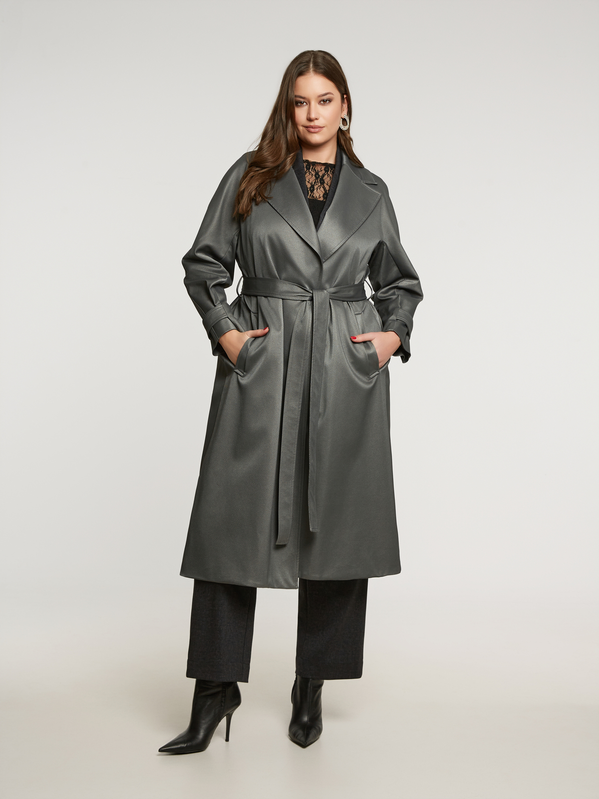 Snake-skin καπαρντίνα με ζώνη φωτογραφία