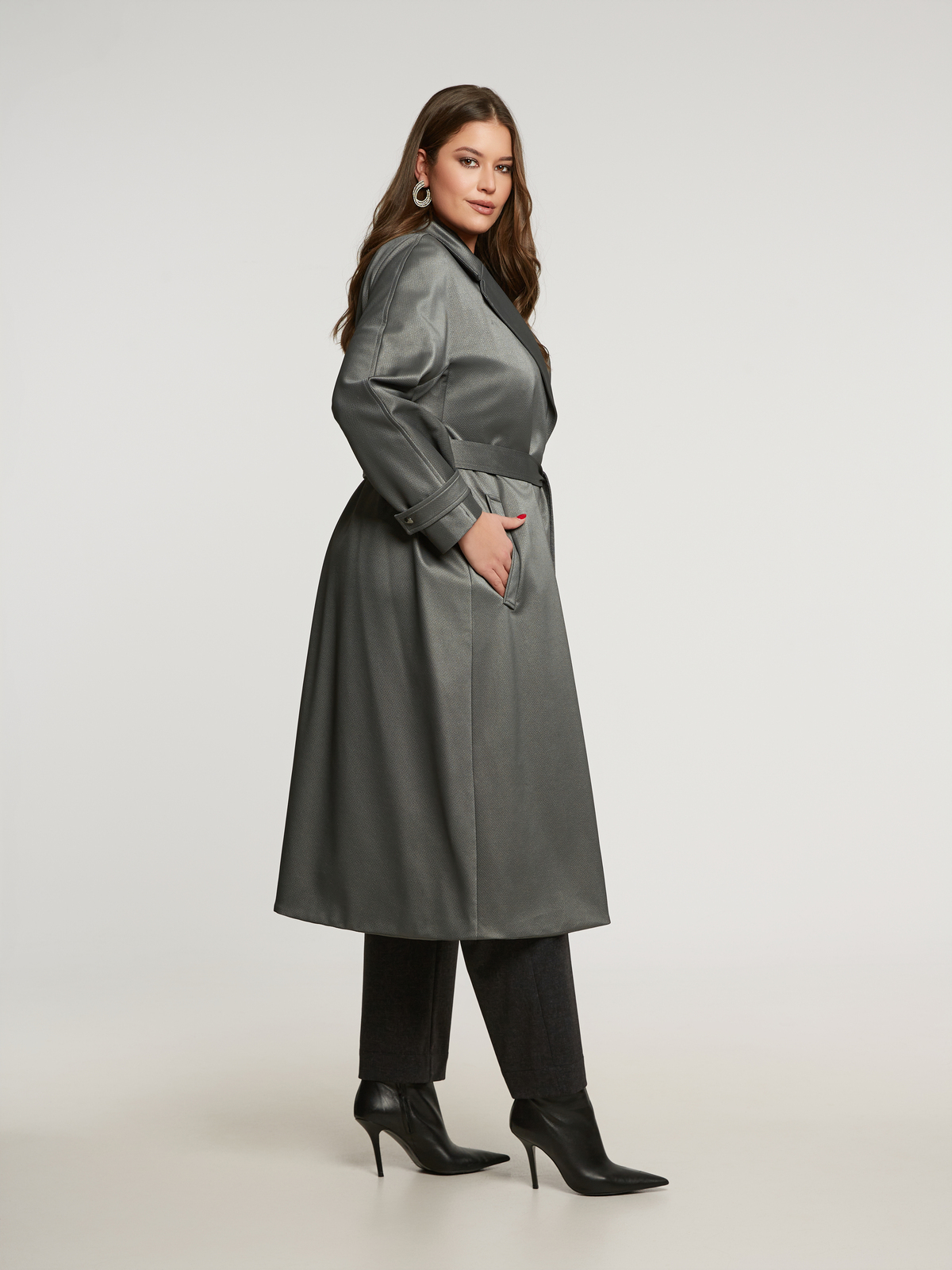 Snake-skin καπαρντίνα με ζώνη φωτογραφία