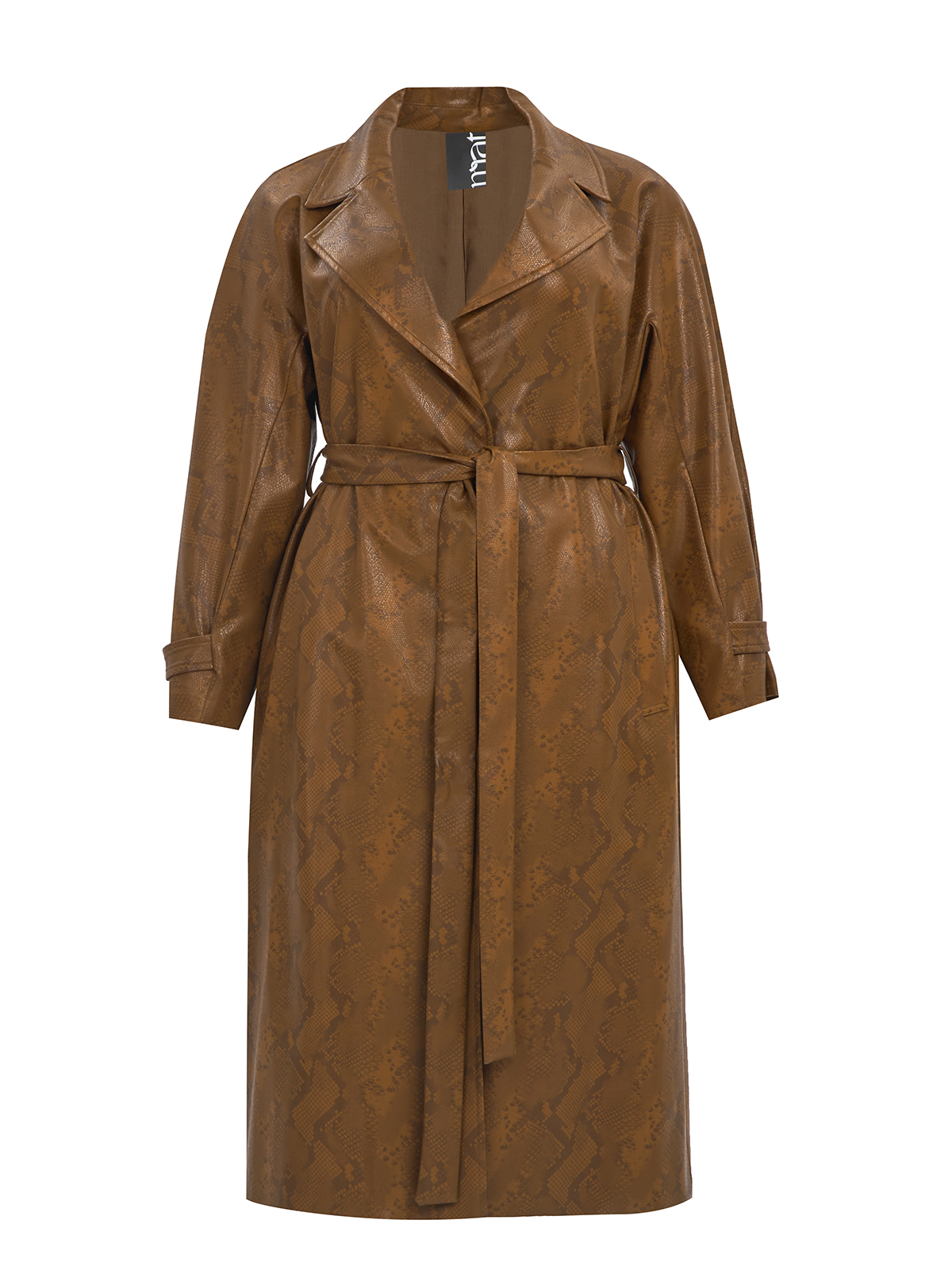 Faux leather snake-print καπαρντίνα με ζώνη φωτογραφία