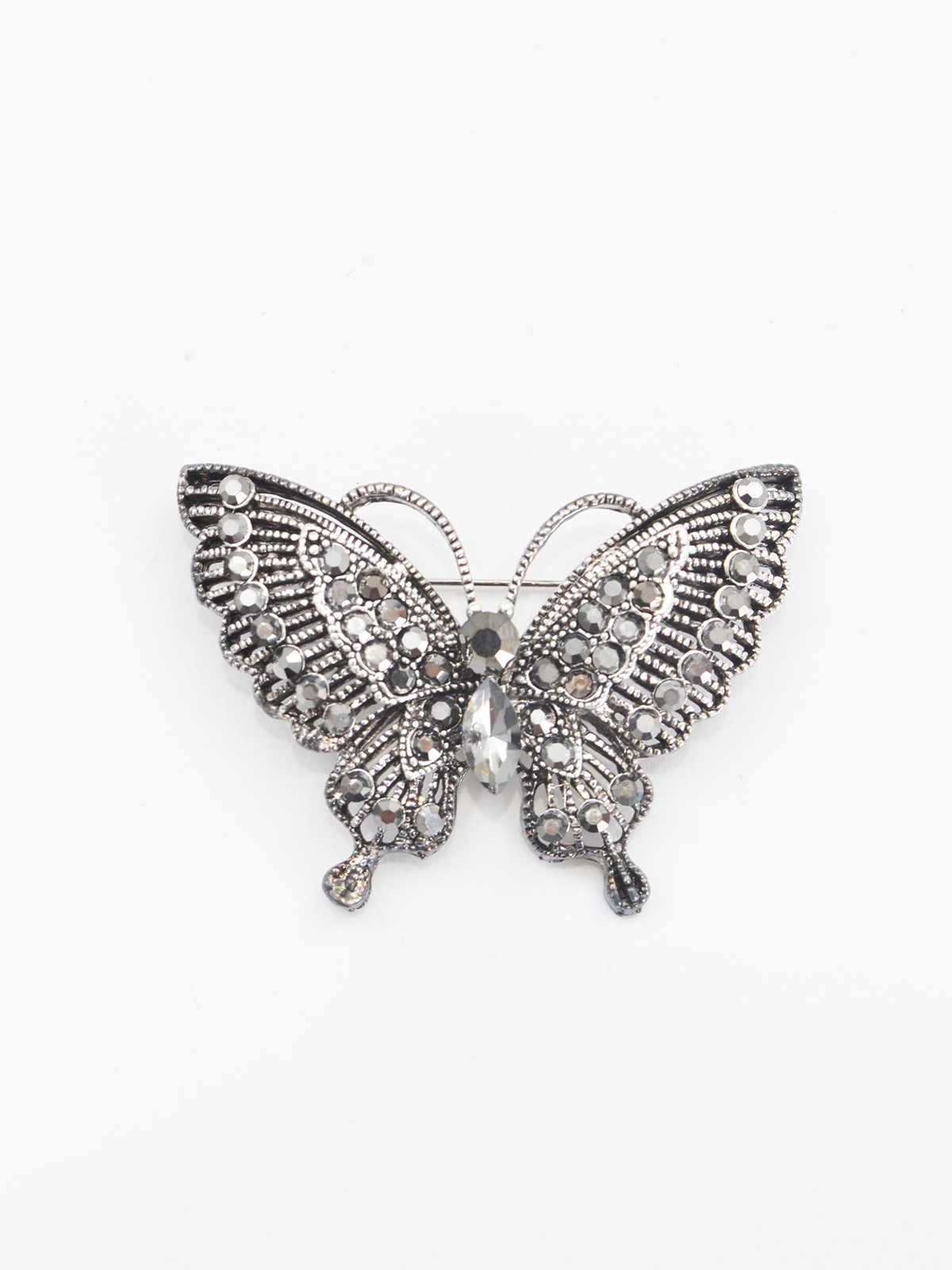 Καρφίτσα πεταλούδα με λευκές πέτρες φωτογραφία