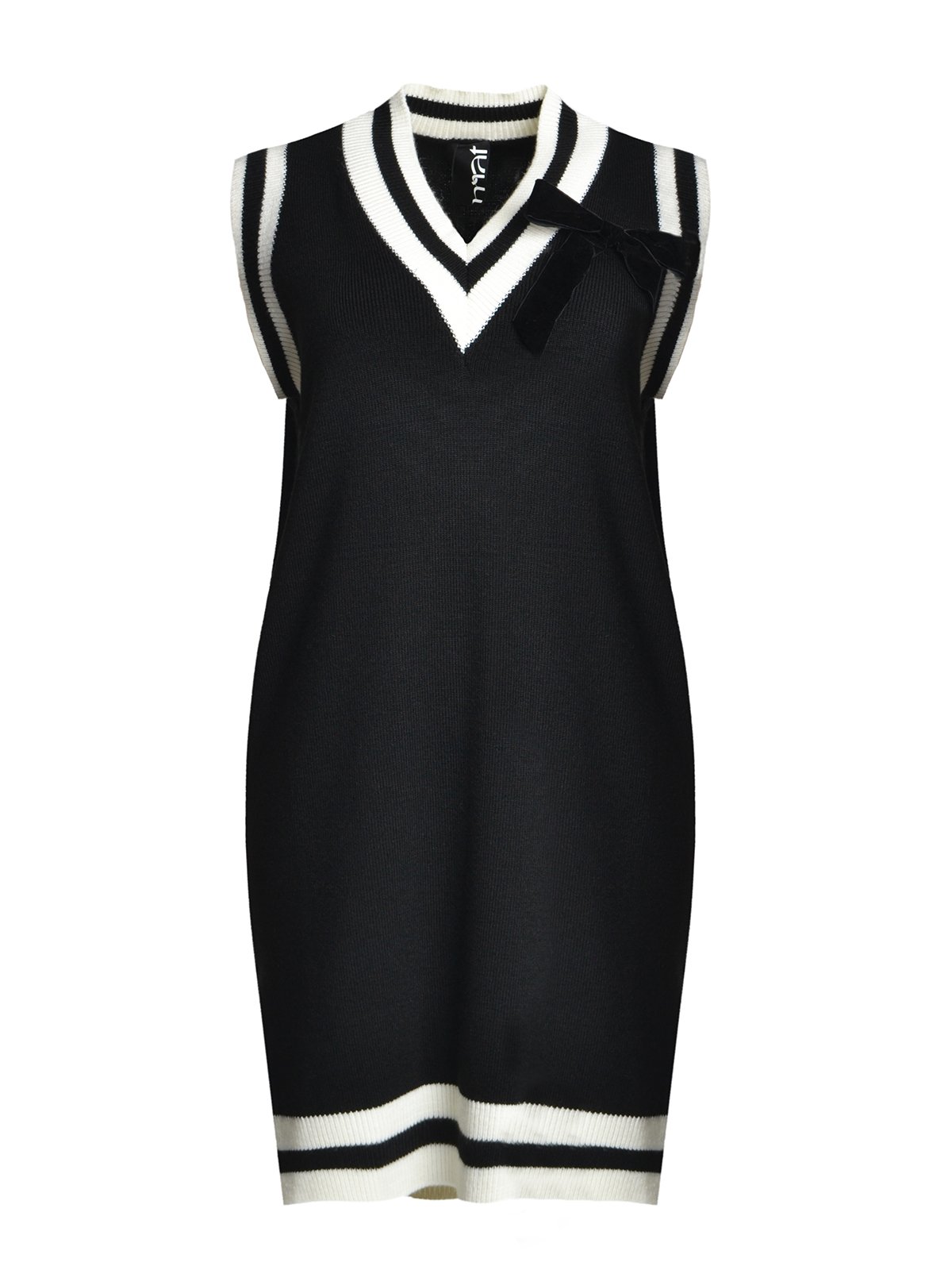 Αμάνικο πλεκτό φόρεμα με φιόγκο φωτογραφία