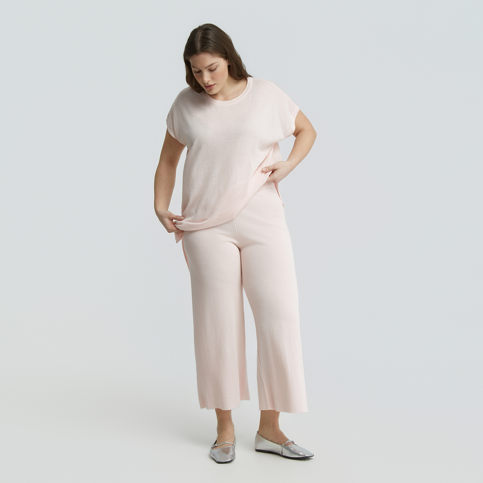 Knit cropped pants with lurex