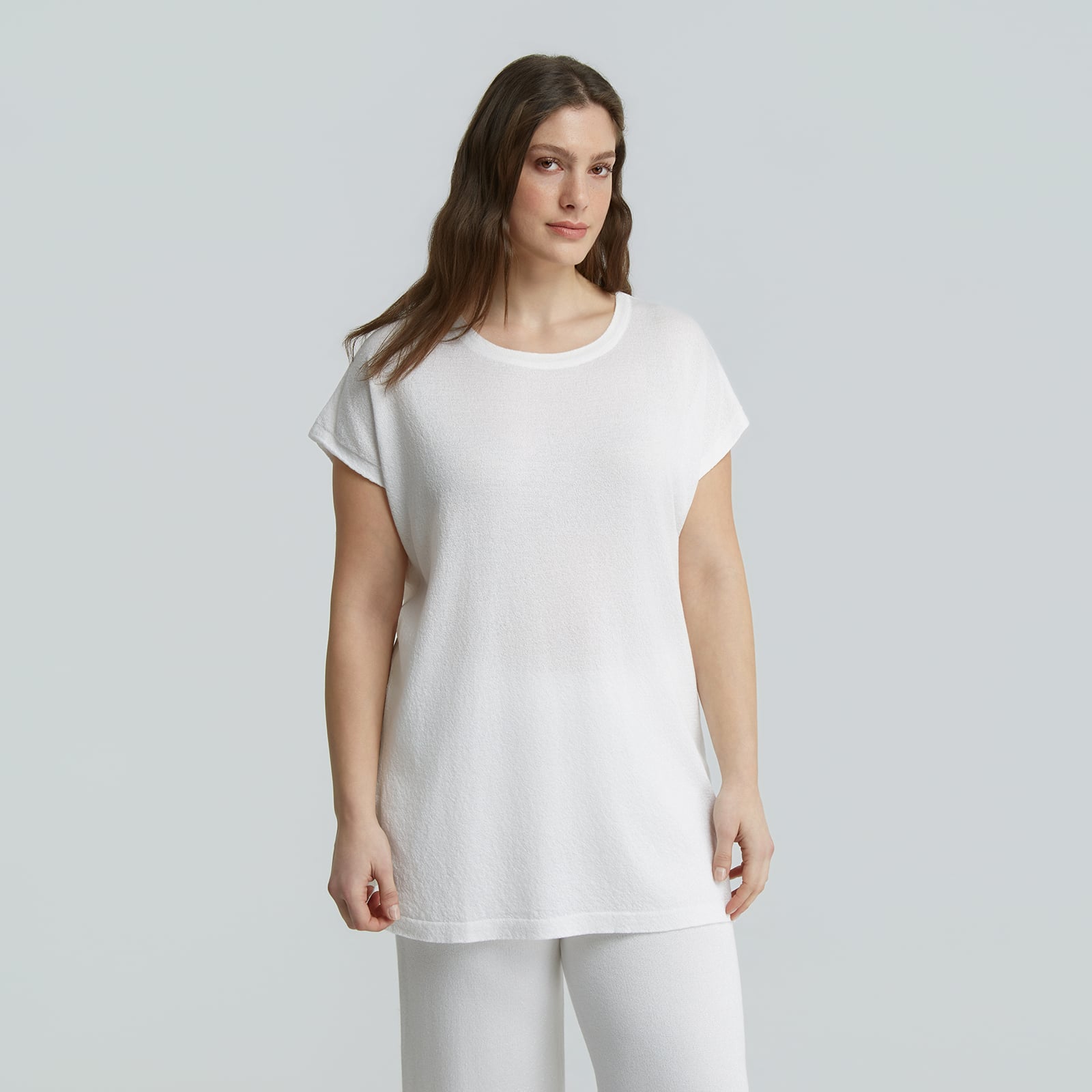 Knit longline top with lurex