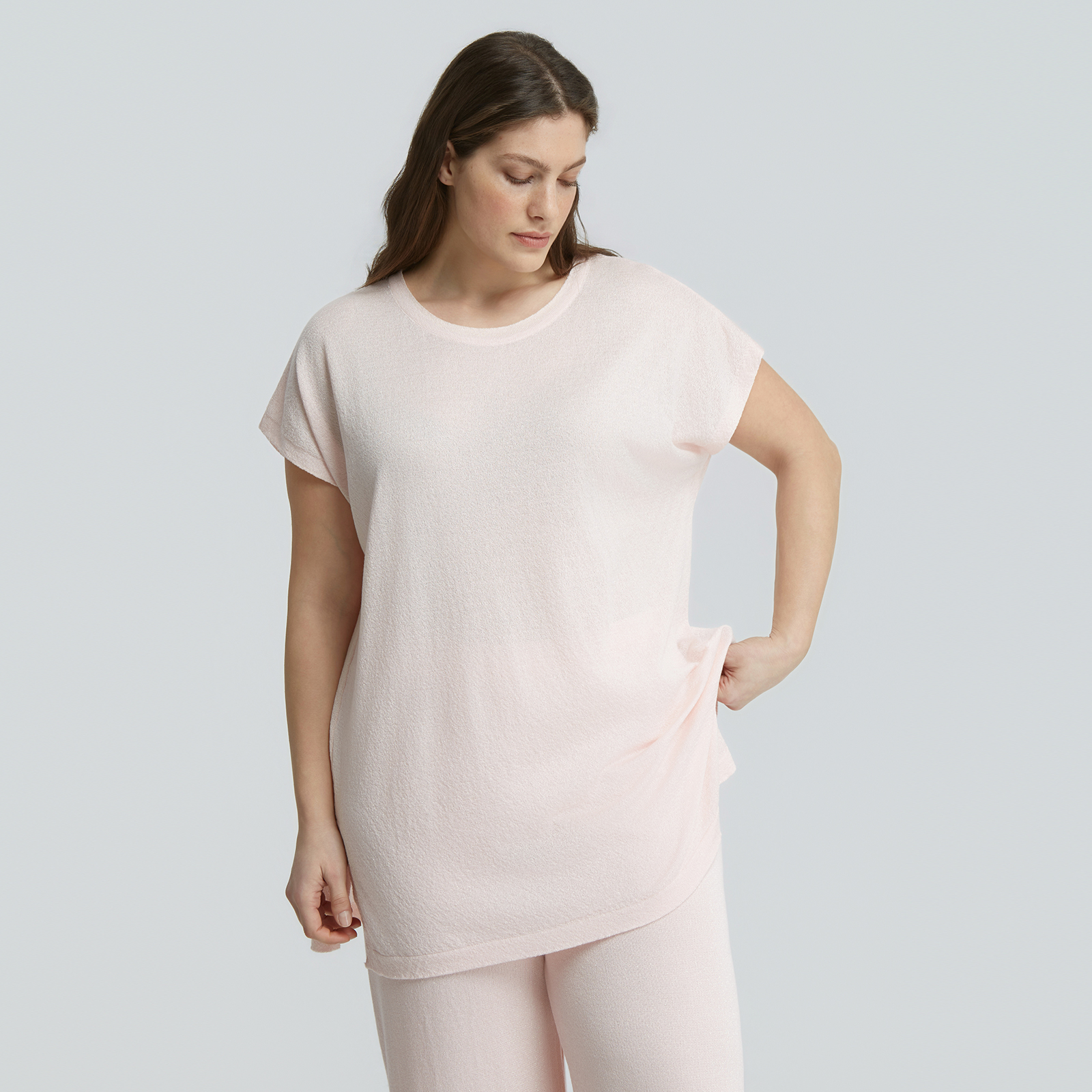 Knit longline top with lurex