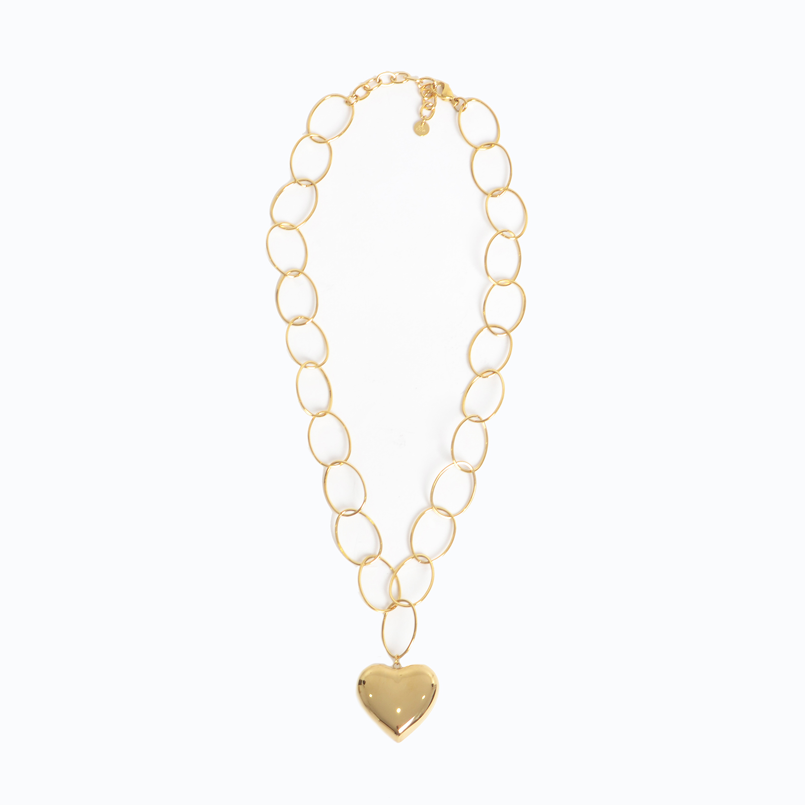 Gold-tone chain necklace with heart pendant