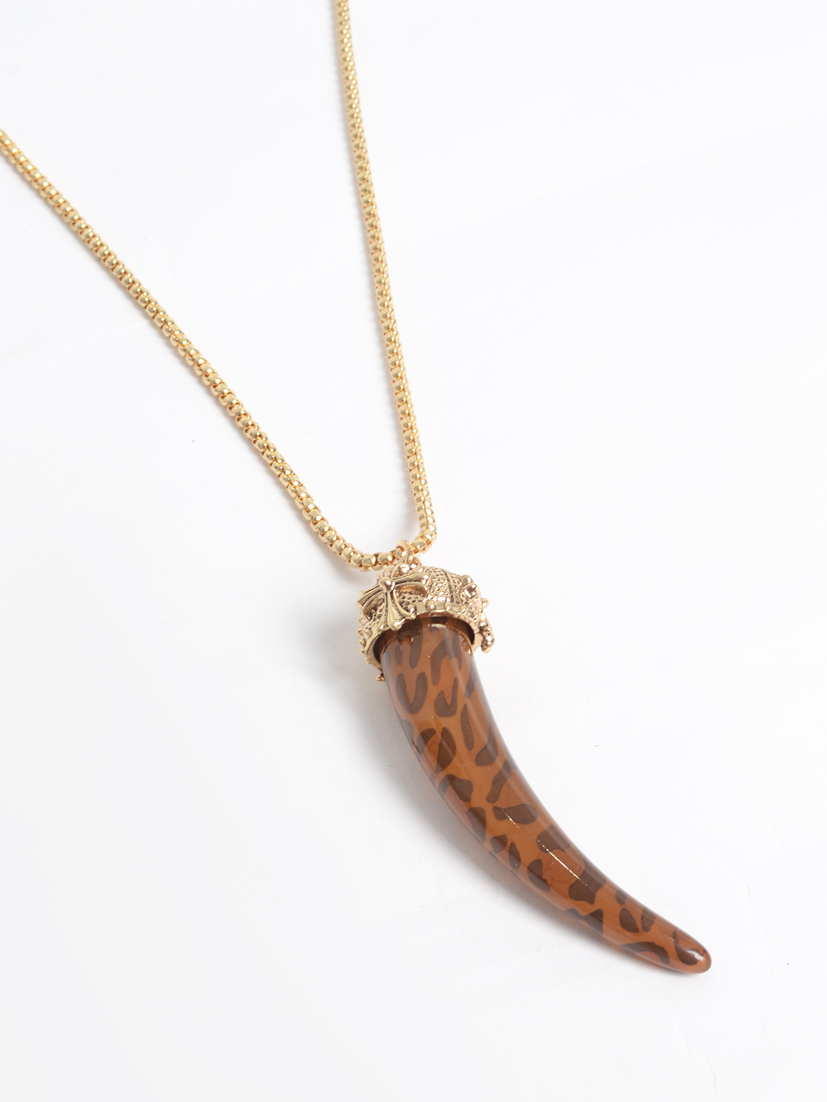 Μακρύ κολιέ με λεοπάρ μενταγιόν κέρας φωτογραφία