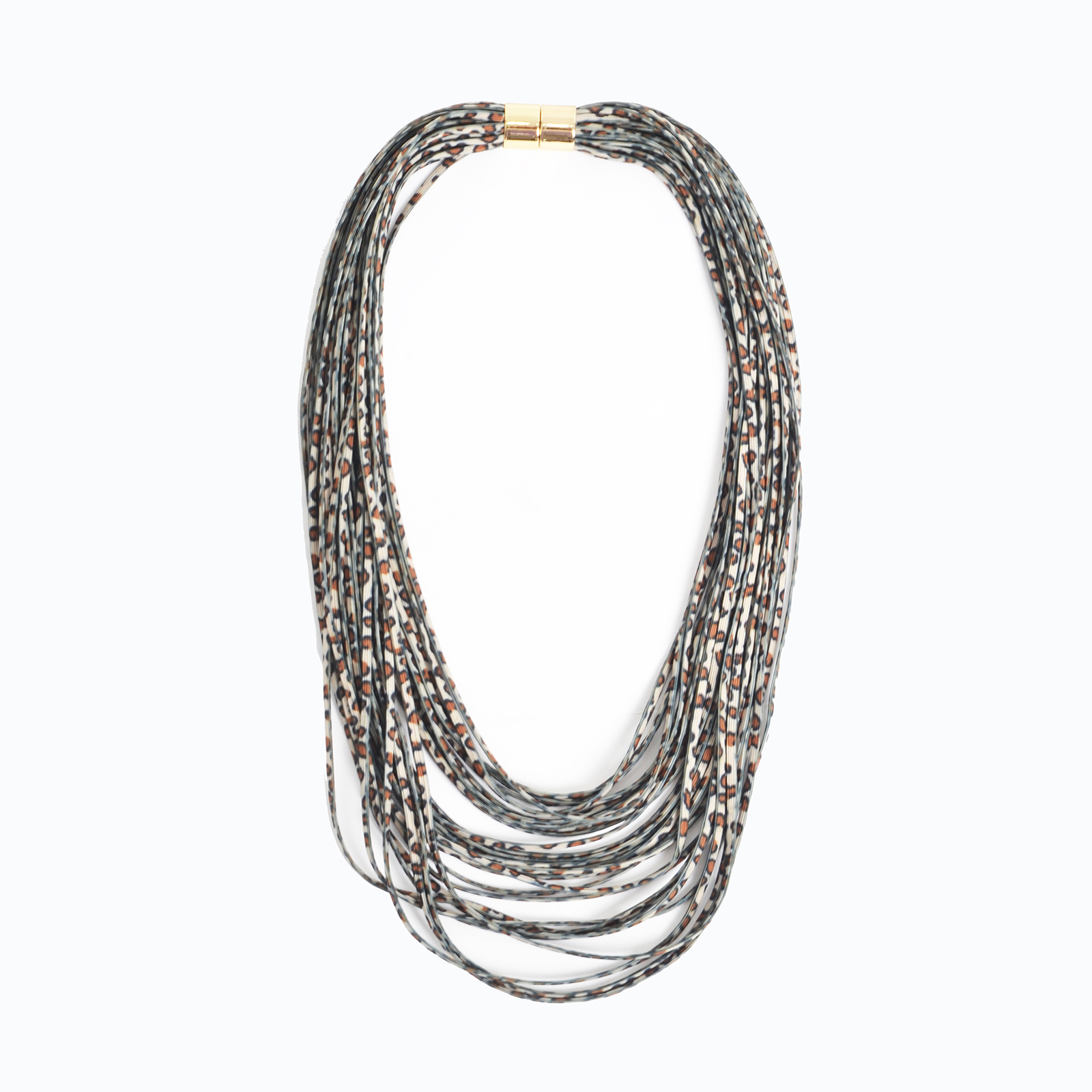 Multi-strand animal-print cord necklace
