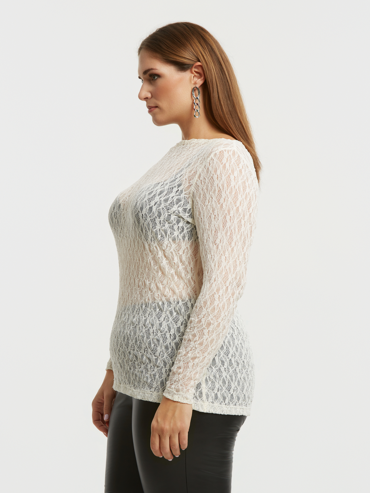 Δαντελένια μπλούζα με μακριά μανίκια φωτογραφία