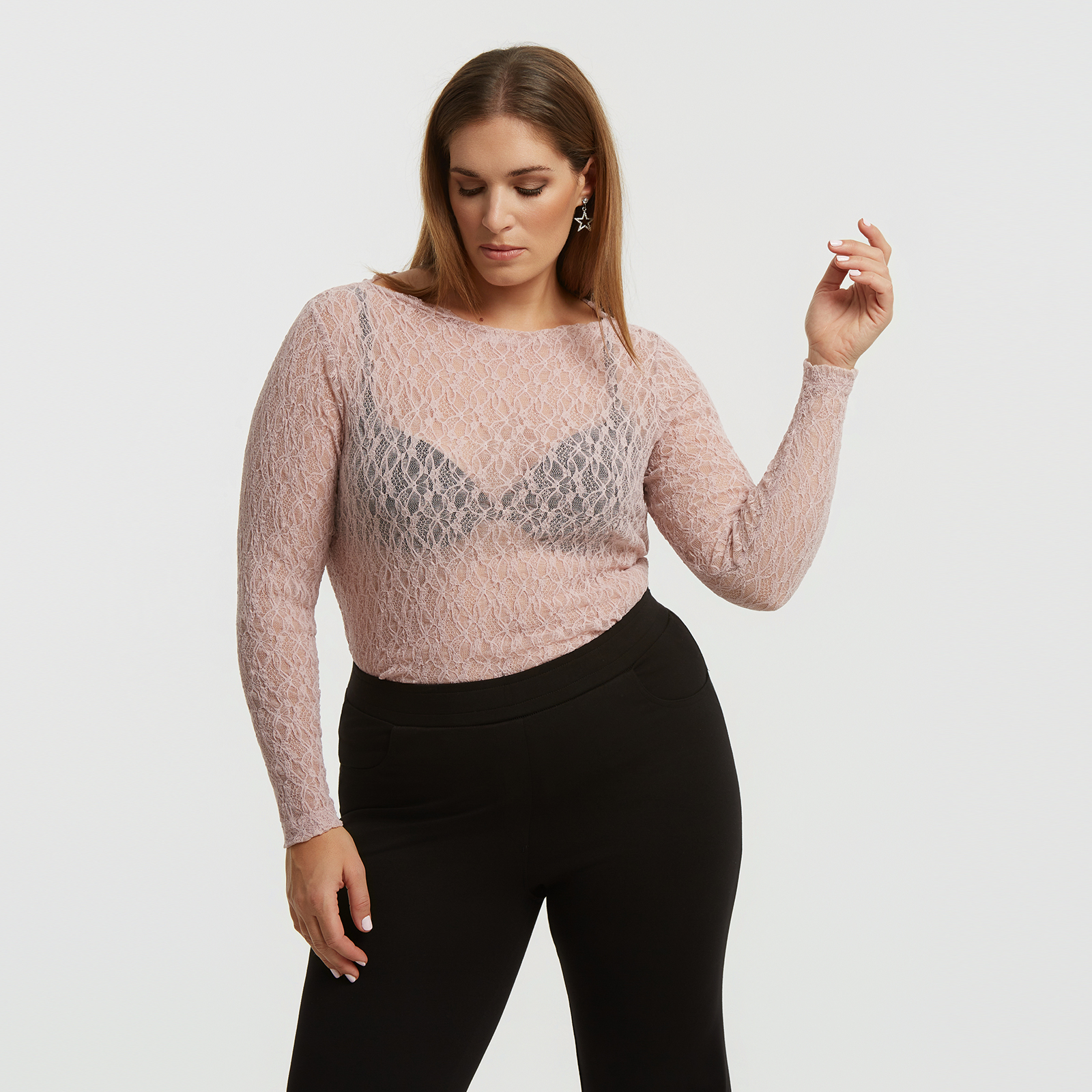 Lace long-sleeve blouse