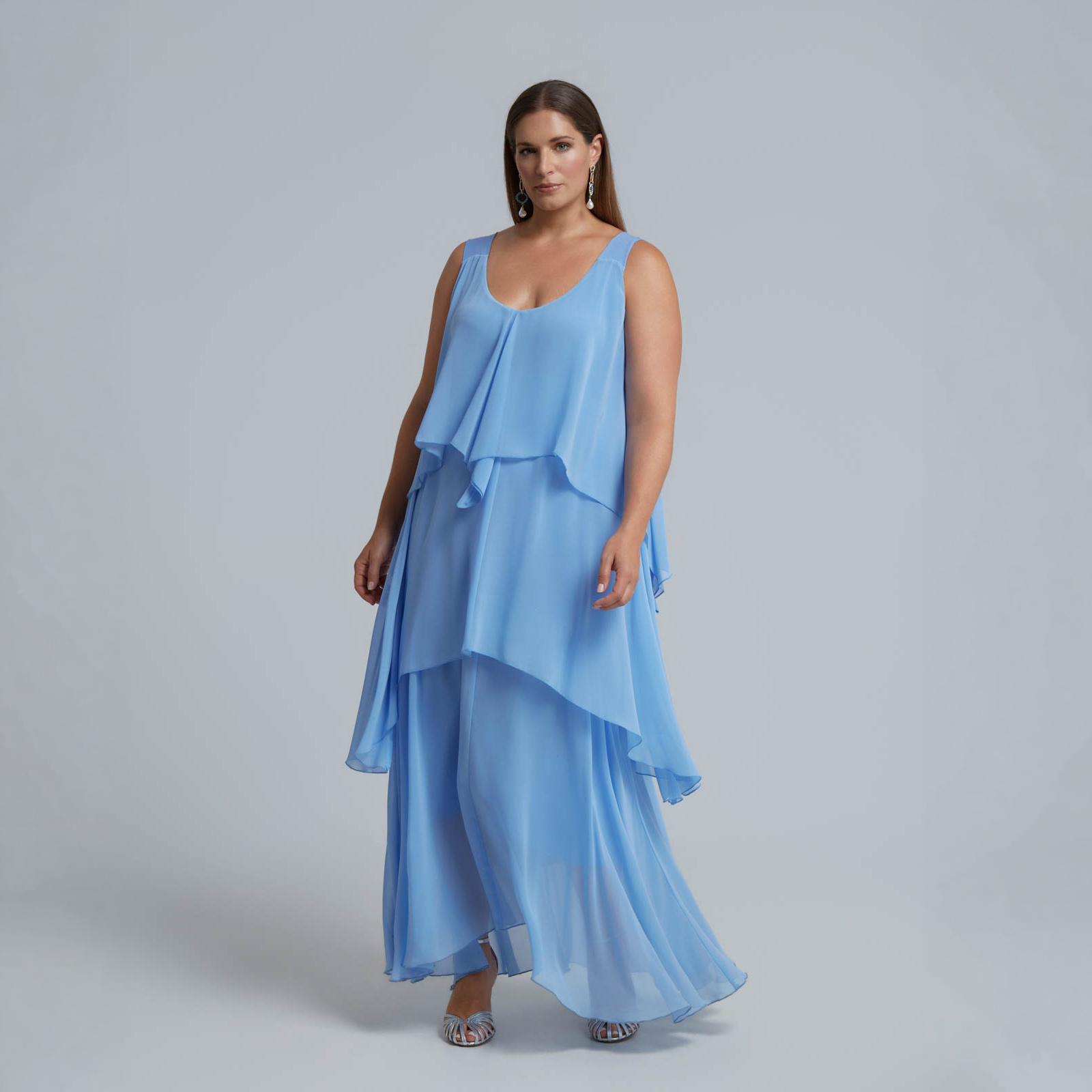 Αέρινο maxi φόρεμα με chiffon στρώσεις
