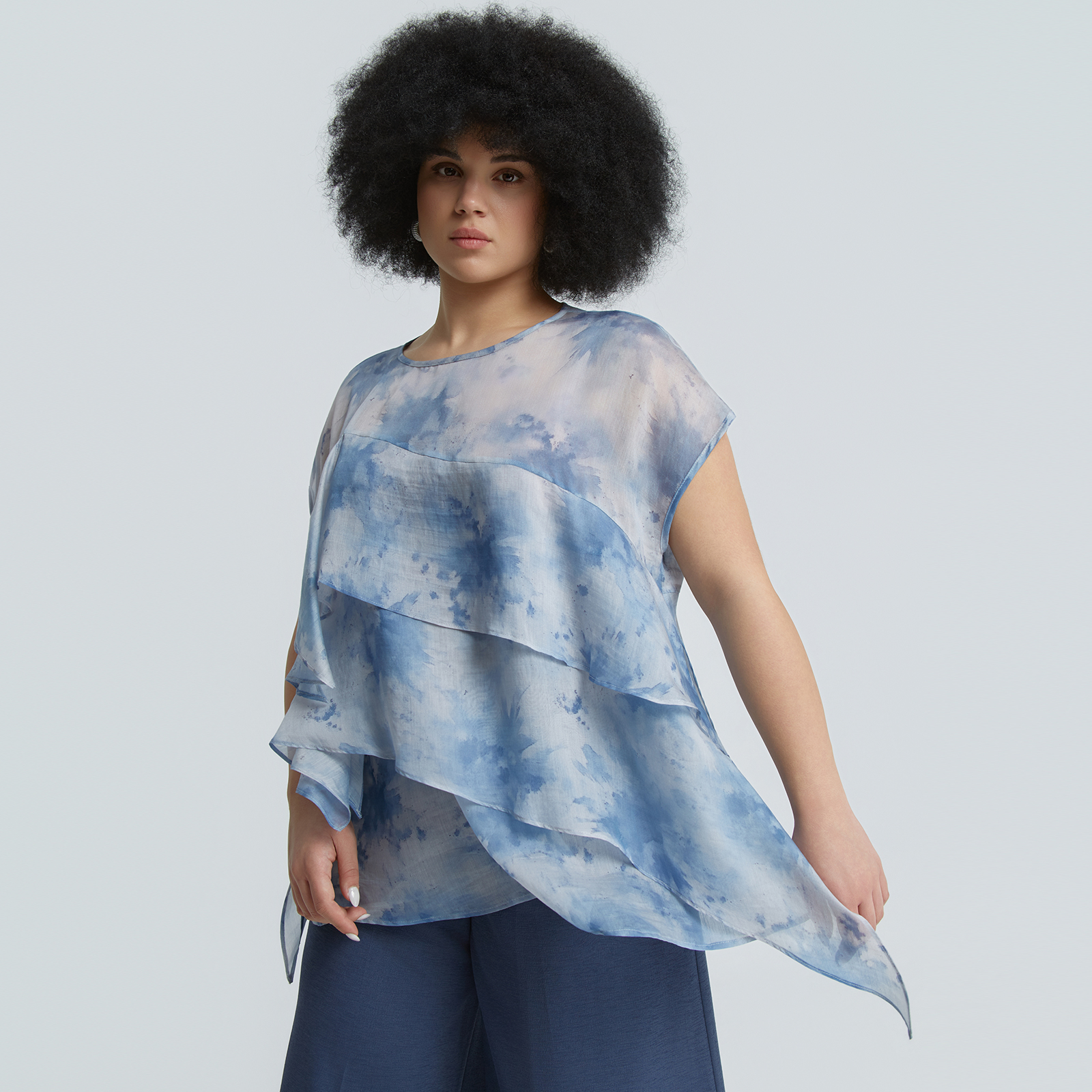 Layered tie-dye blouse