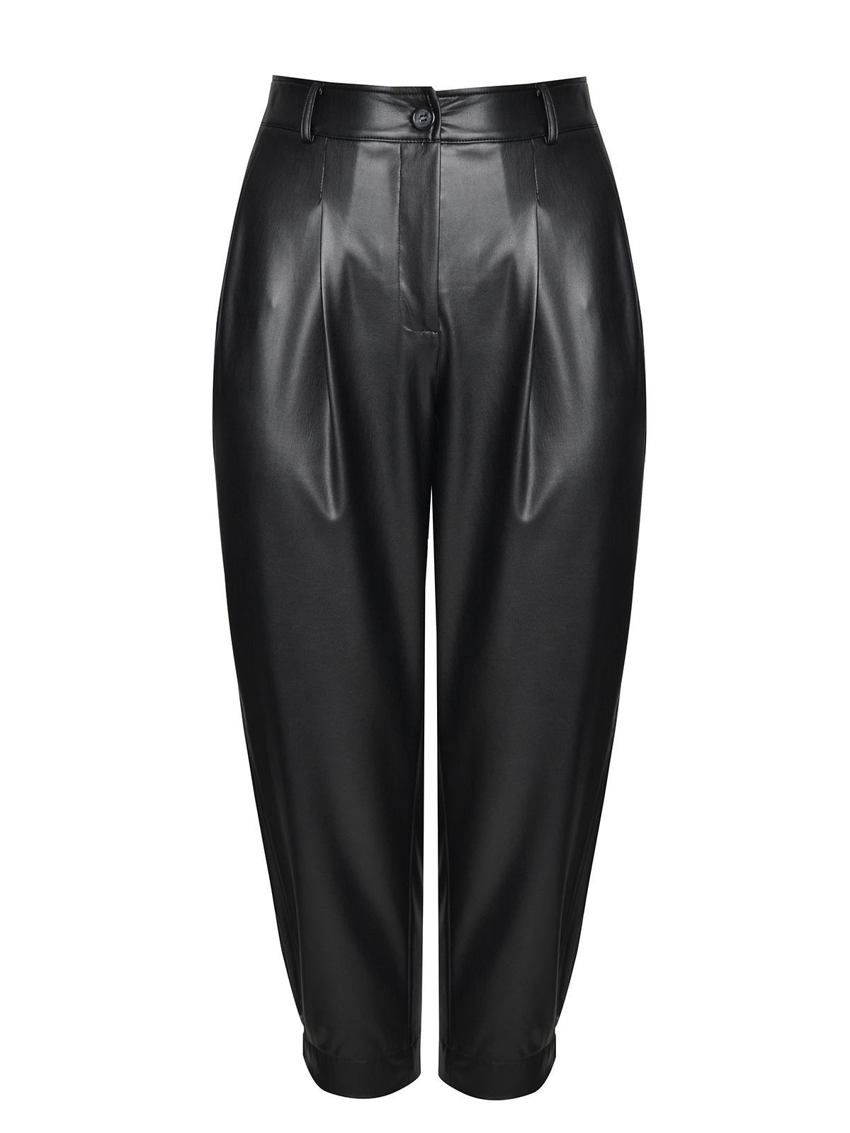 High-waisted leather-look carrot pants