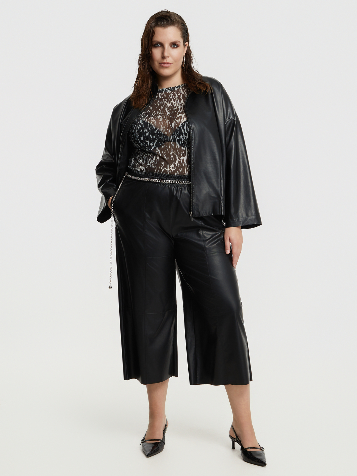 Leather-look τζάκετ με φερμουάρ φωτογραφία