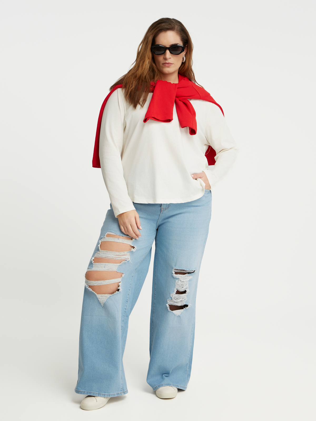 Τζιν wide-leg με σκισίματα φωτογραφία