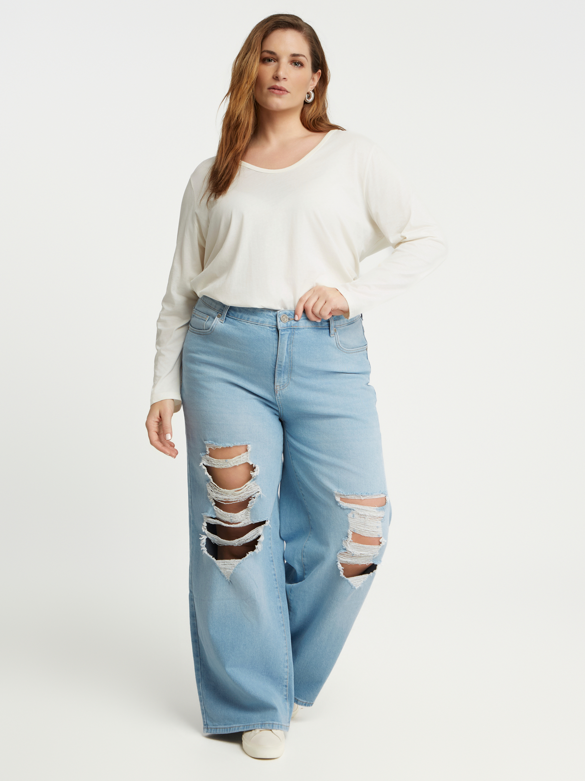 Τζιν wide-leg με σκισίματα φωτογραφία