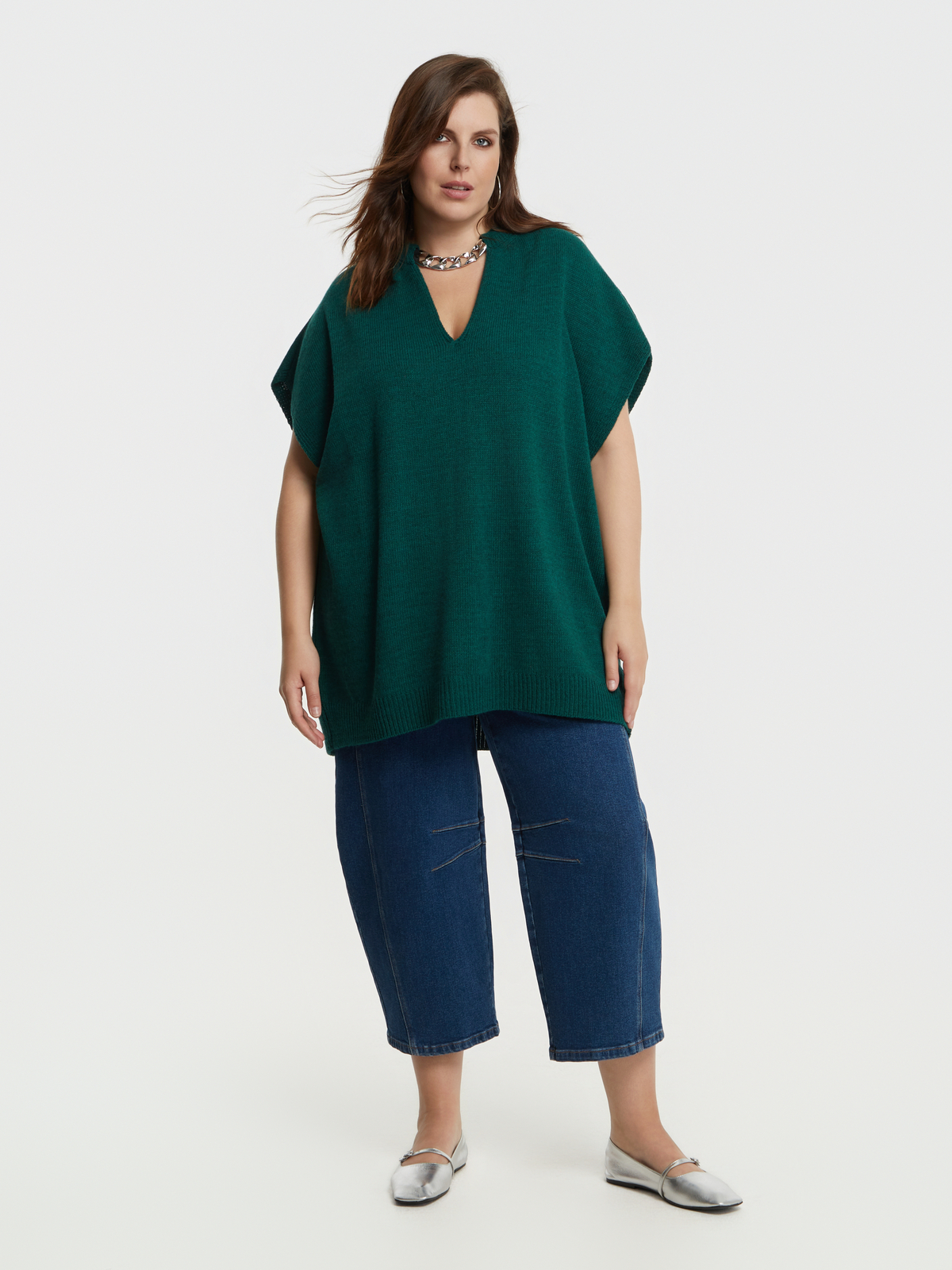 Μακριά πλεκτή τουνίκ με αποσπώμενη αλυσίδα φωτογραφία