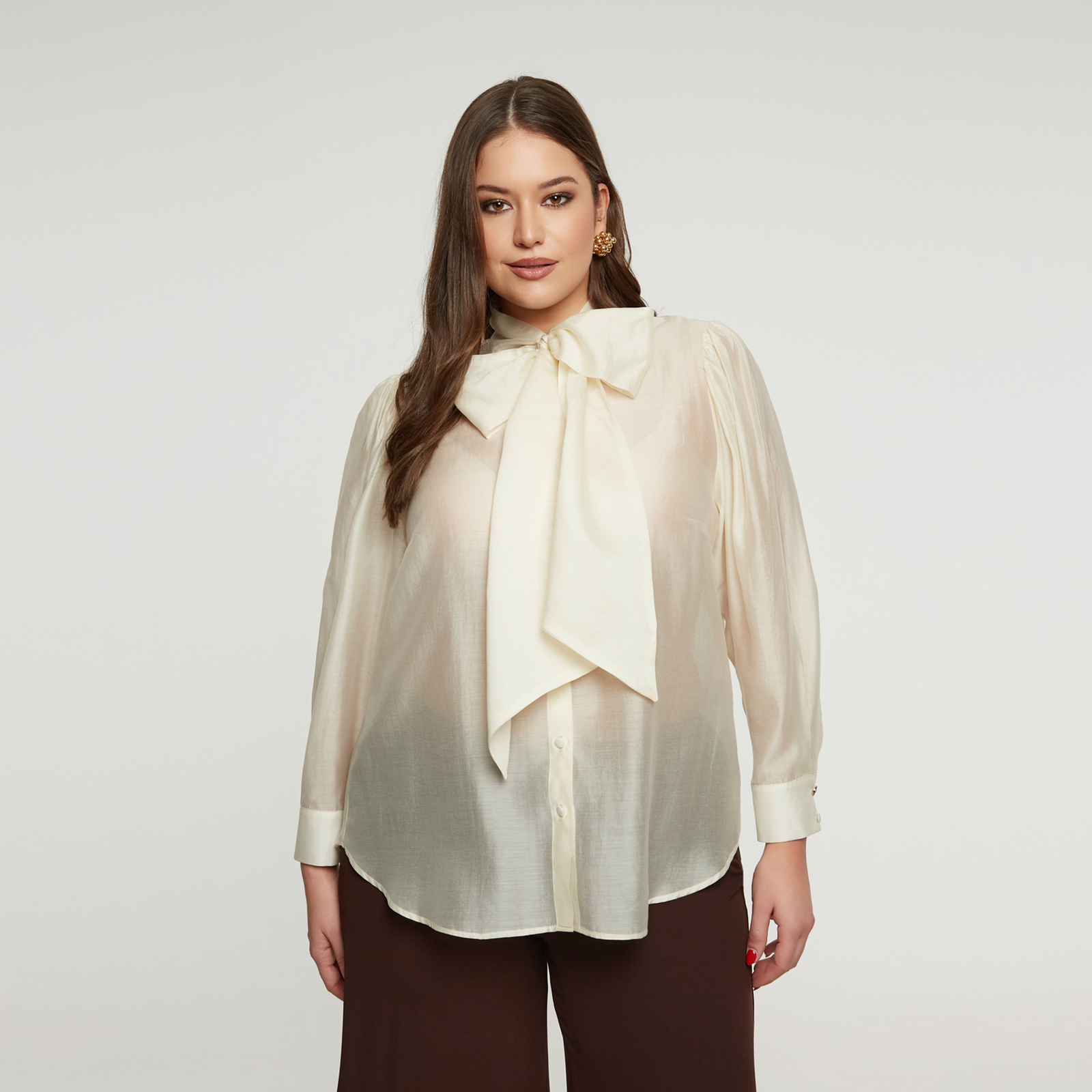 MAT FASHION Πουκάμισο με δέσιμο στον λαιμό και μακριά μανίκια