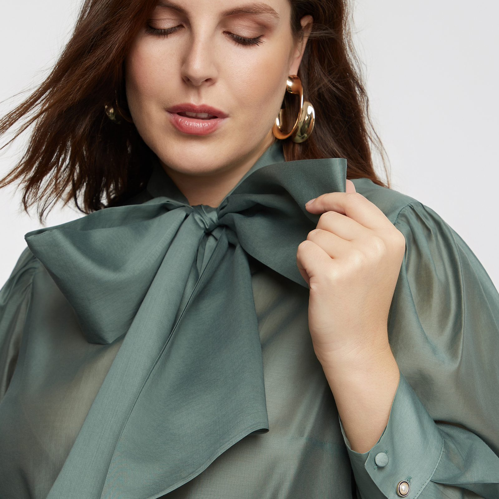 MAT FASHION Πουκάμισο με δέσιμο στον λαιμό και μακριά μανίκια