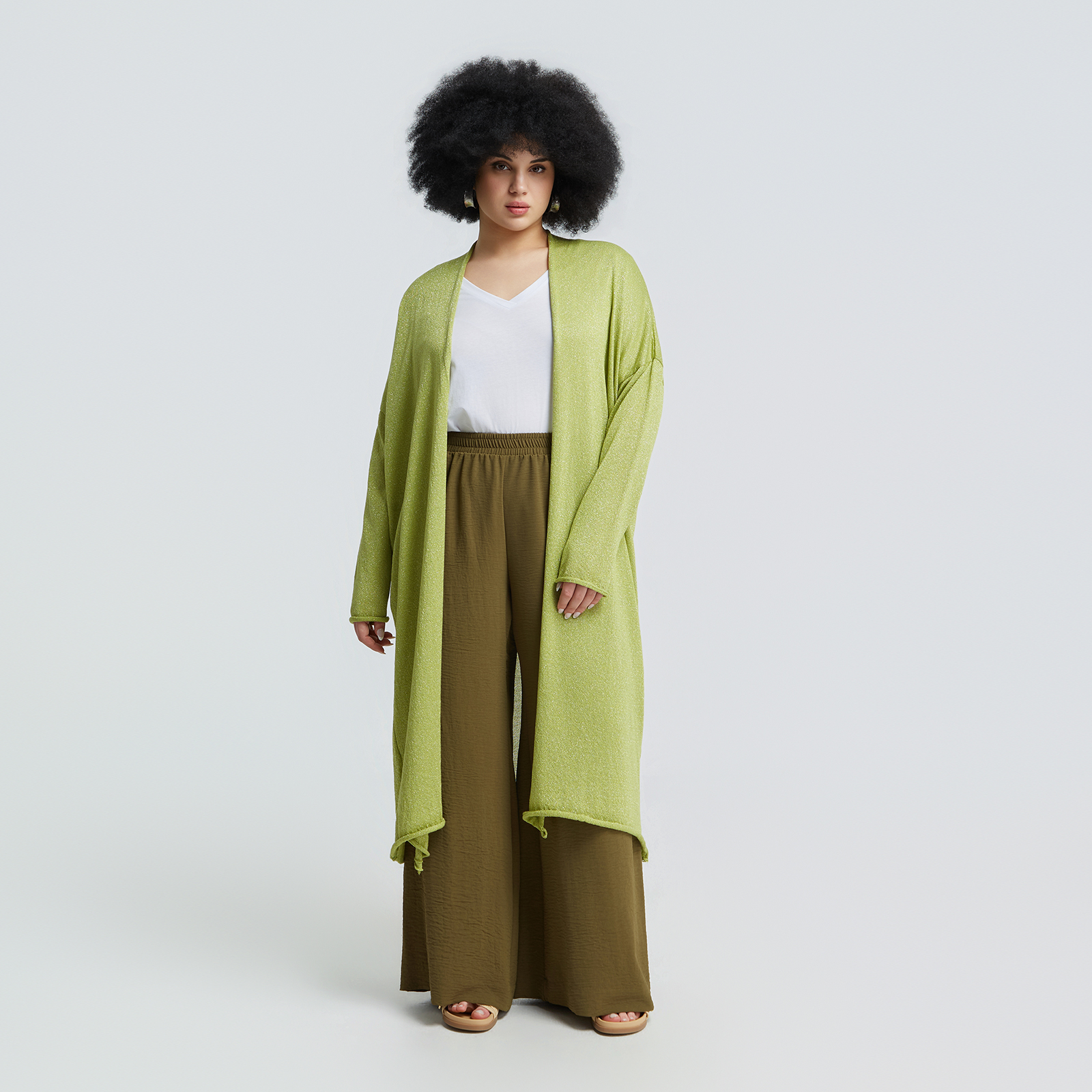 Lurex knit long cardigan