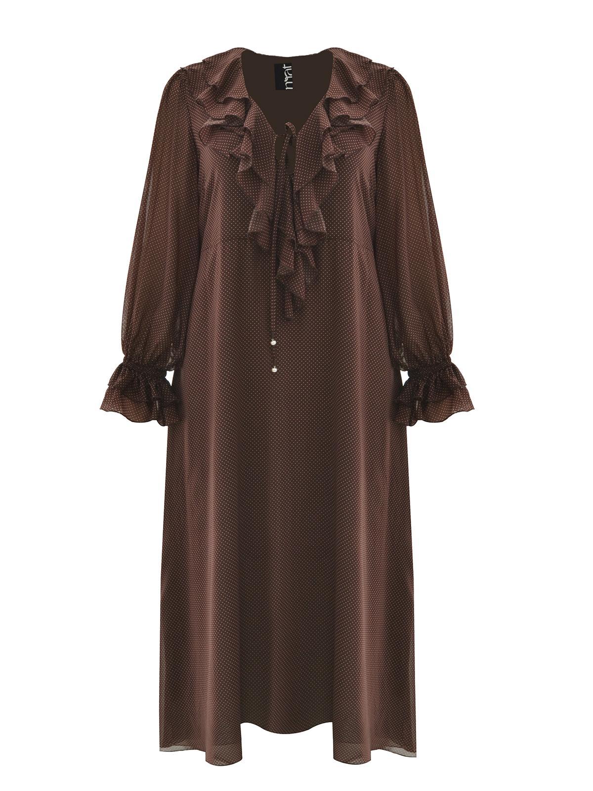 Maxi φόρεμα με βολάν και πουά μοτίβο φωτογραφία