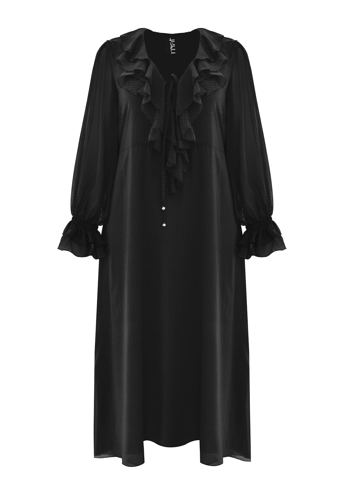 Maxi φόρεμα με βολάν και πουά μοτίβο φωτογραφία