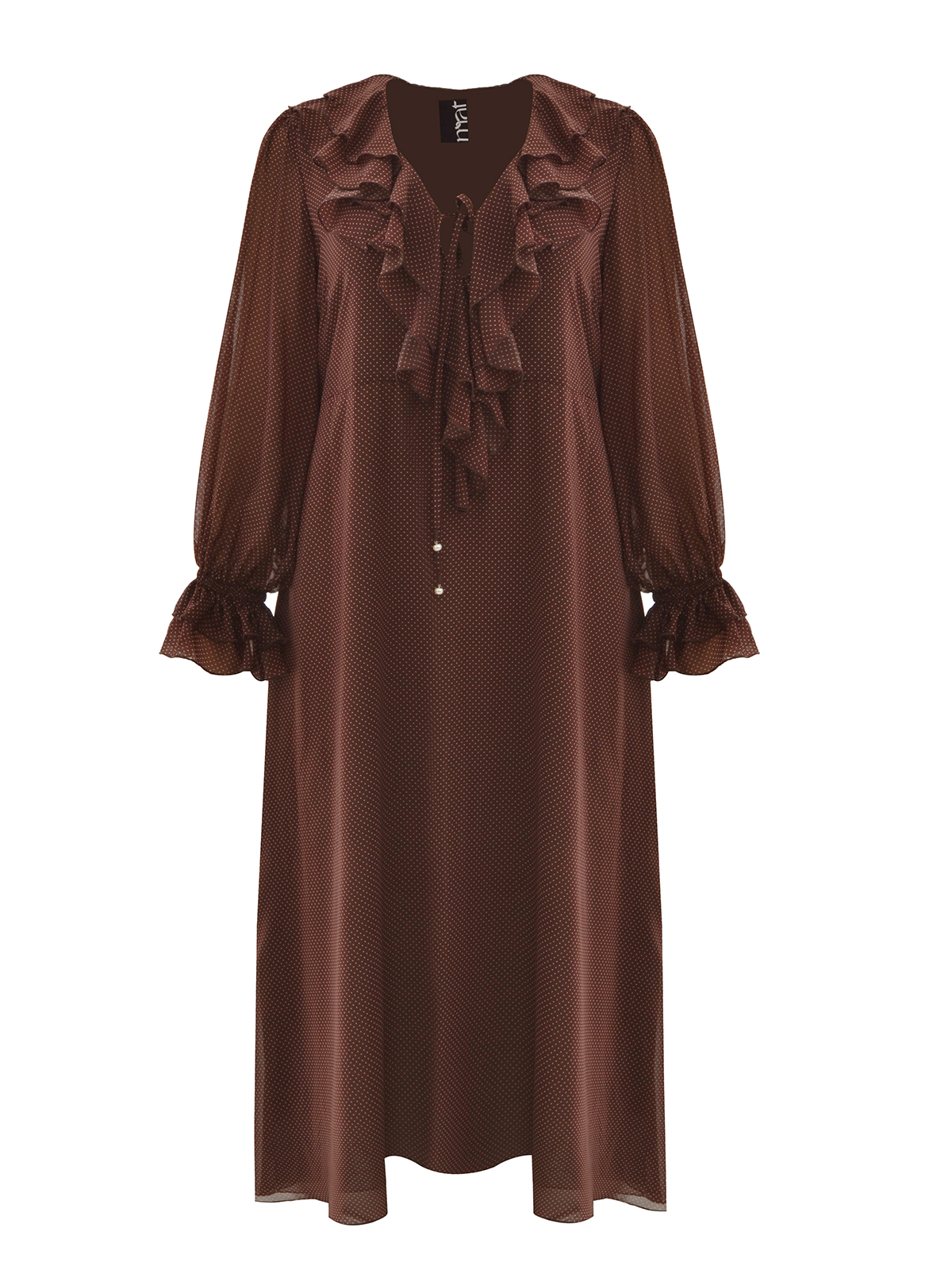 Maxi φόρεμα με βολάν και πουά μοτίβο φωτογραφία