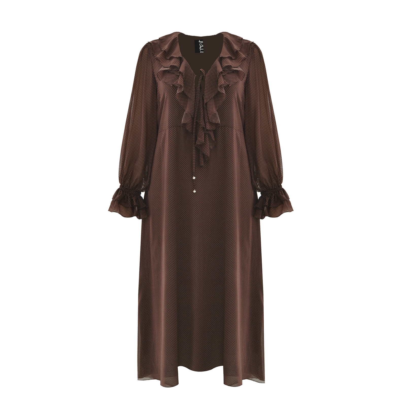 MAT FASHION Maxi φόρεμα με βολάν και πουά μοτίβο