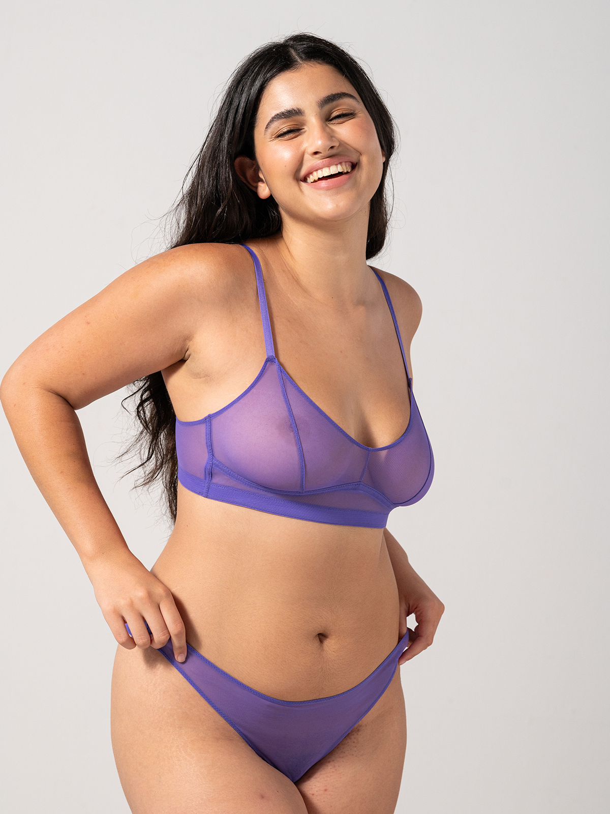 Σουτιέν Balconette Διχτυωτό Λιλά φωτογραφία