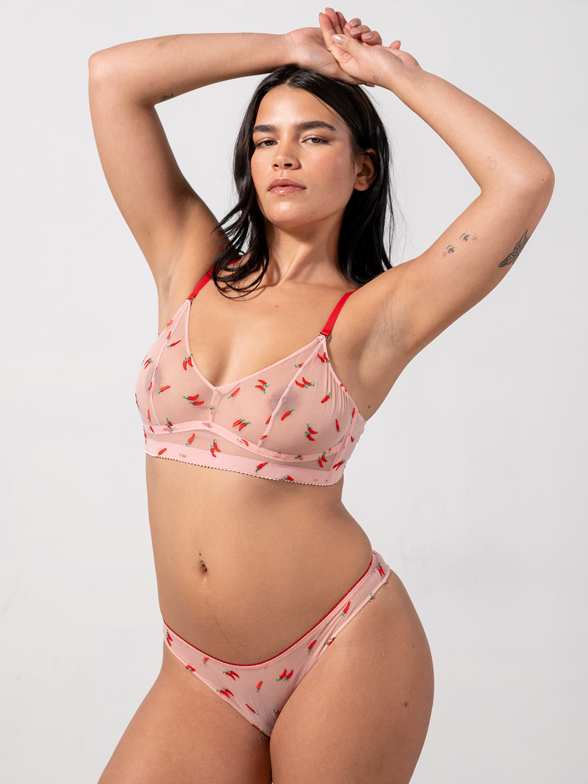 Σουτιέν Balconette Διχτυωτό Powder Pink/Fiery Red φωτογραφία