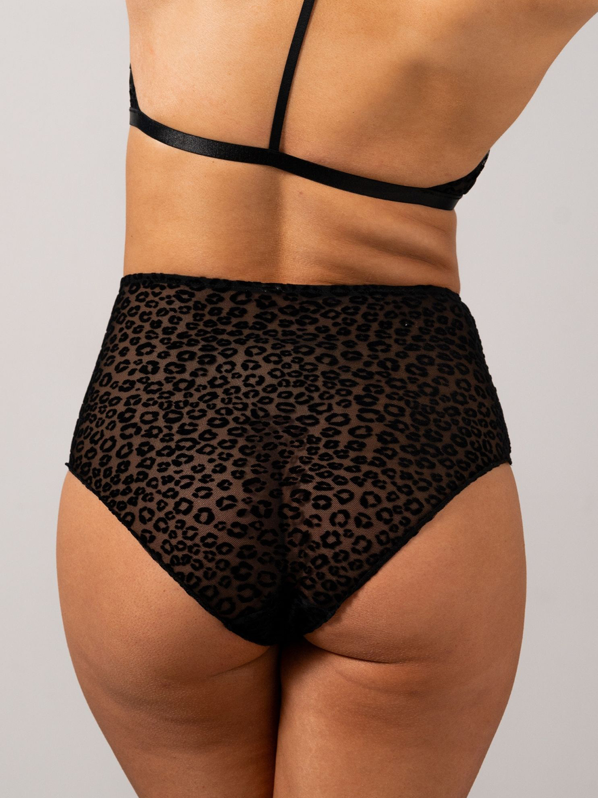 Διχτυωτό σλιπ ψηλόμεσο μαύρο λεοπάρ φωτογραφία