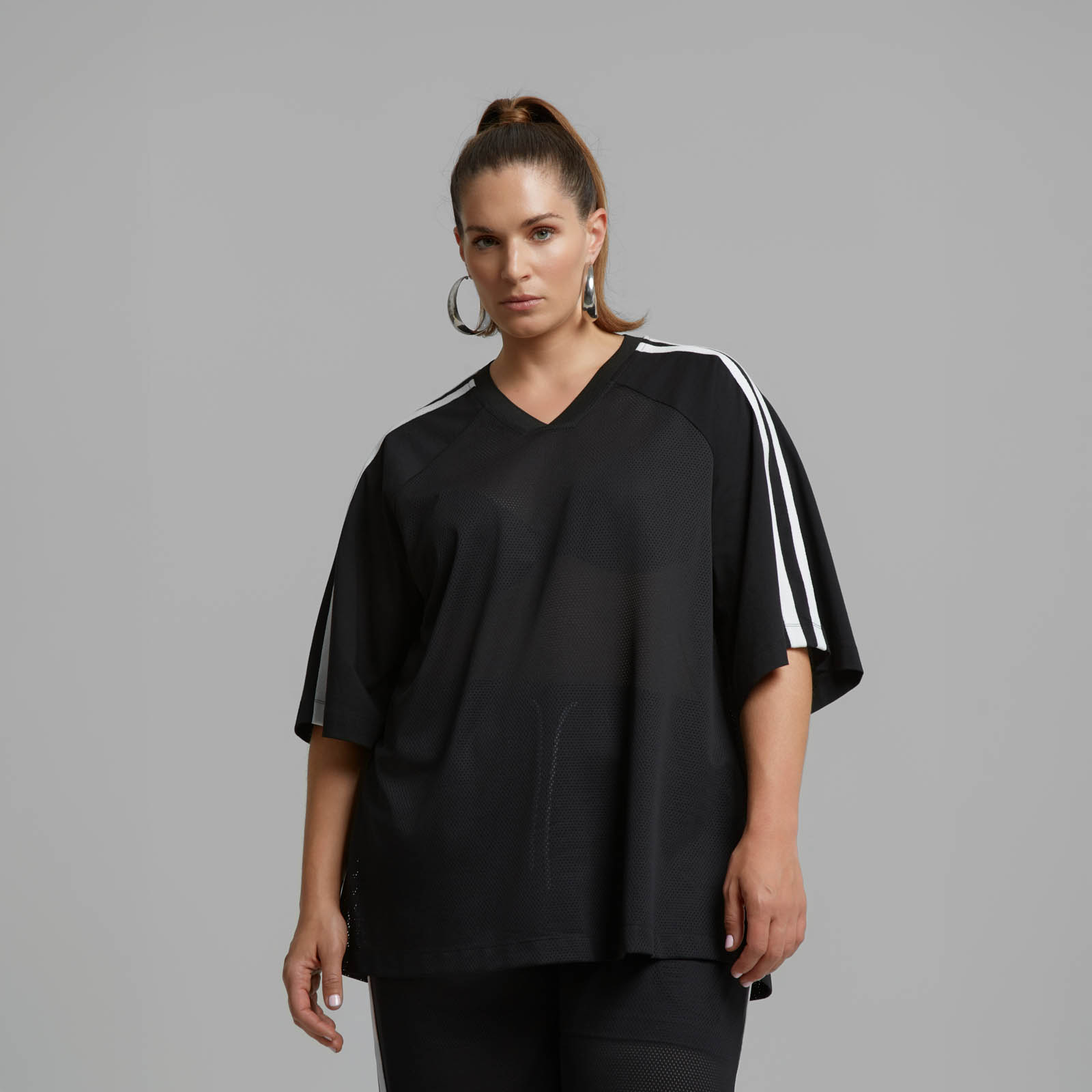 Μπλούζα mesh jersey με contrast ρίγες