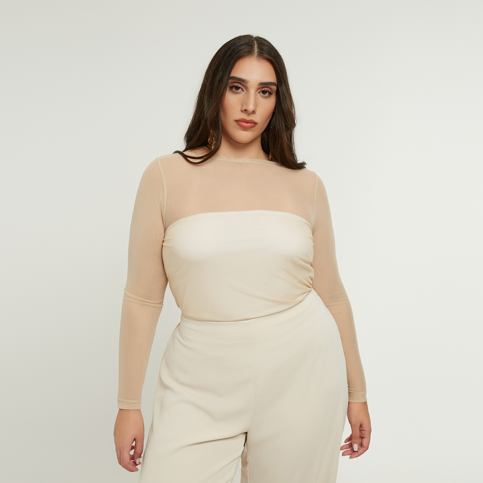 MAT FASHION Μπλούζα μακρυμάνικη με διαφάνεια