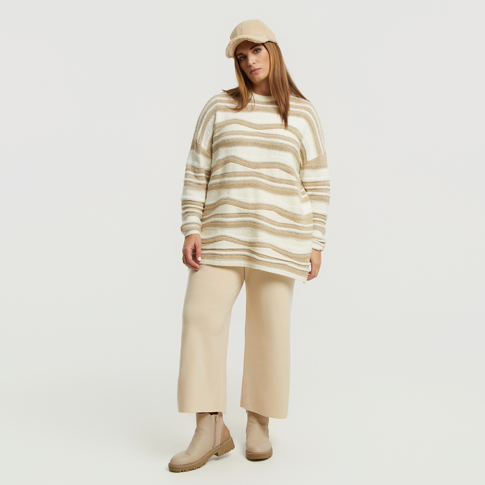 Metallic striped knit sweater