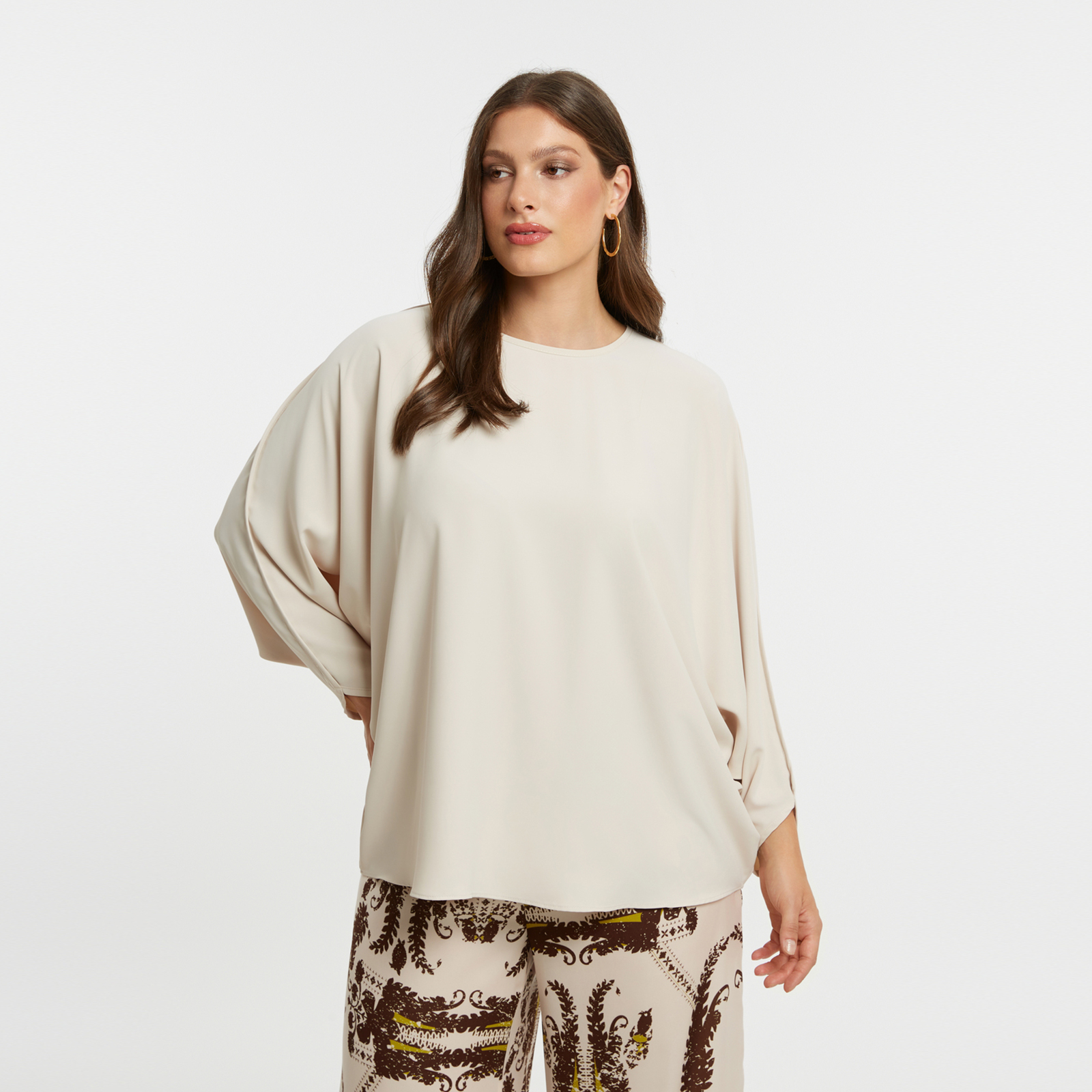 MAT FASHION Μπλούζα με φαρδιά μανίκια από ανάλαφρο κρέπ