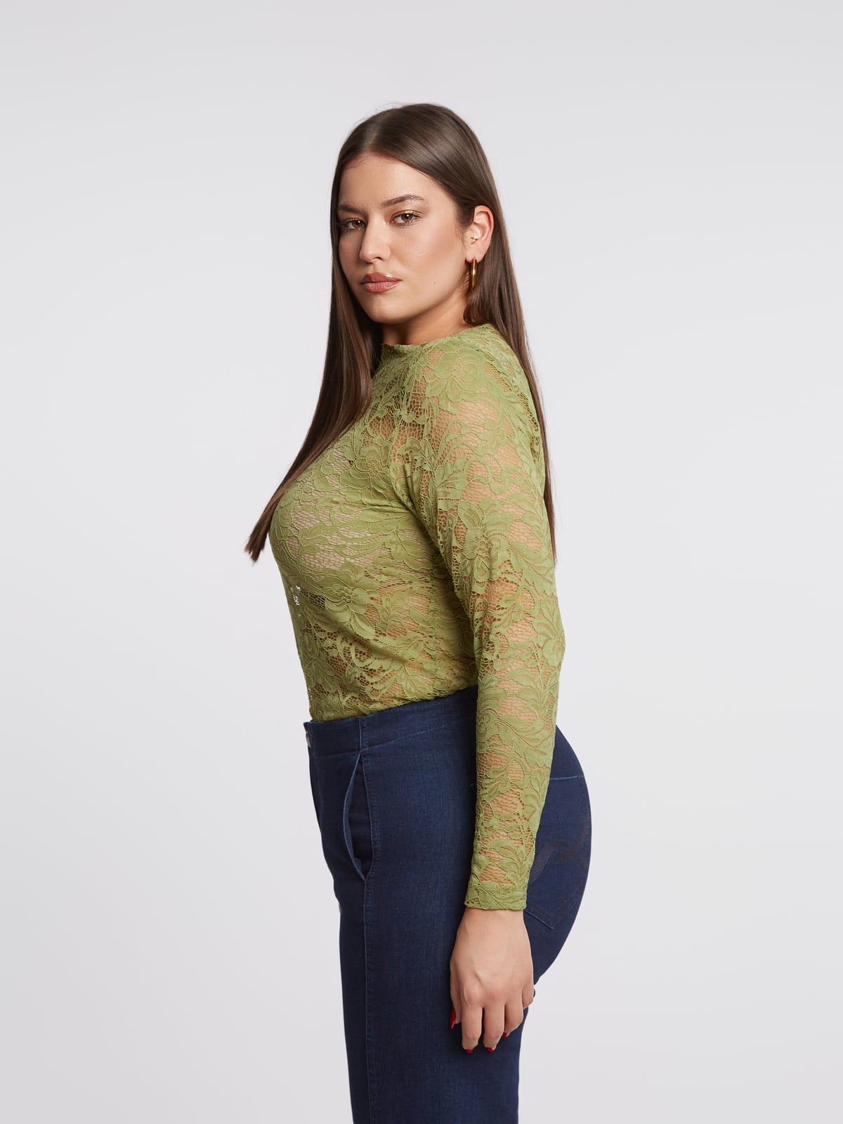 Δαντελένιο τοπ με μακριά μανίκια φωτογραφία