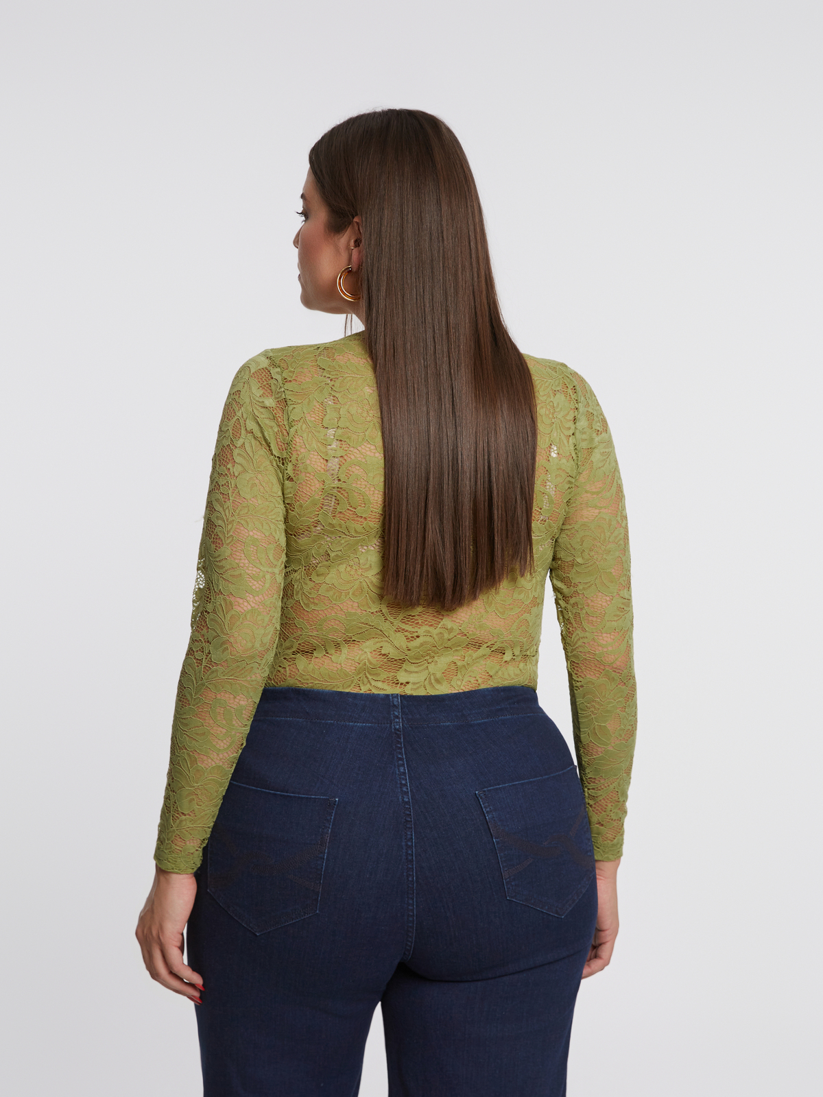 Δαντελένιο τοπ με μακριά μανίκια φωτογραφία