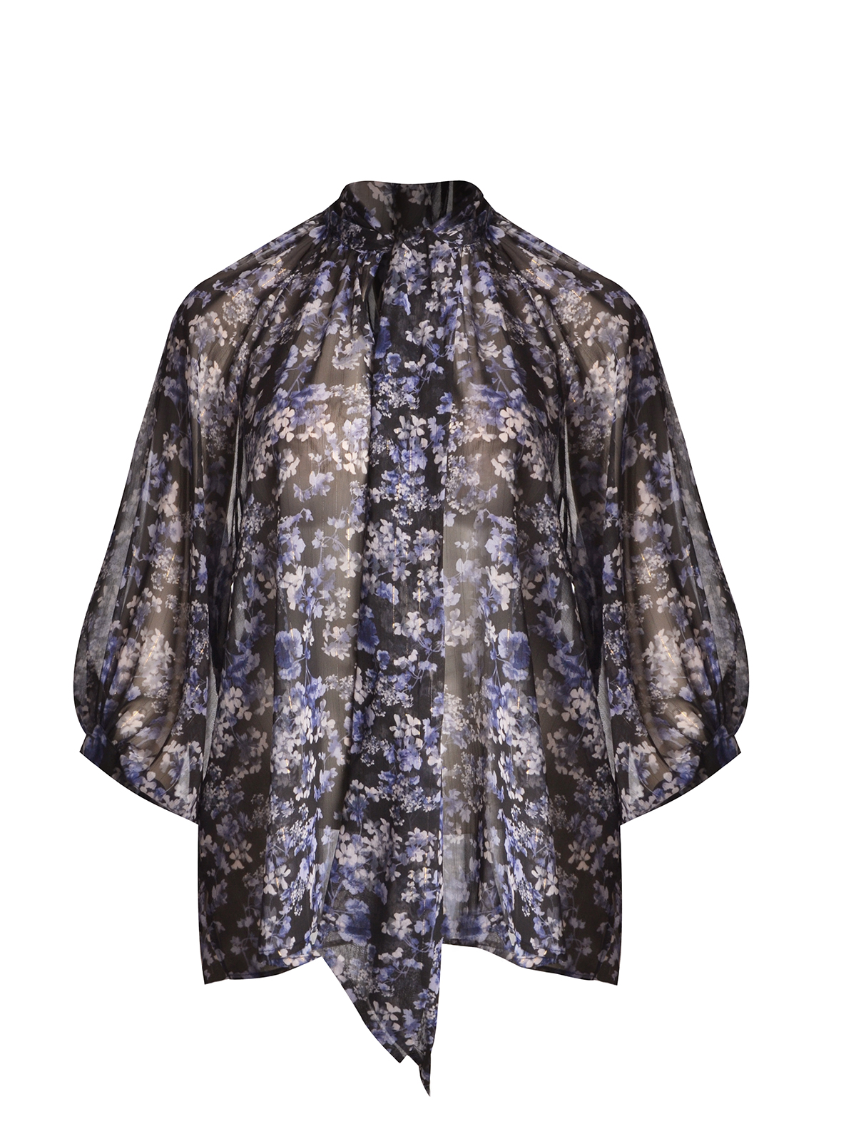 Μπλούζα με floral μοτίβο και lurex λεπτομέρεια φωτογραφία