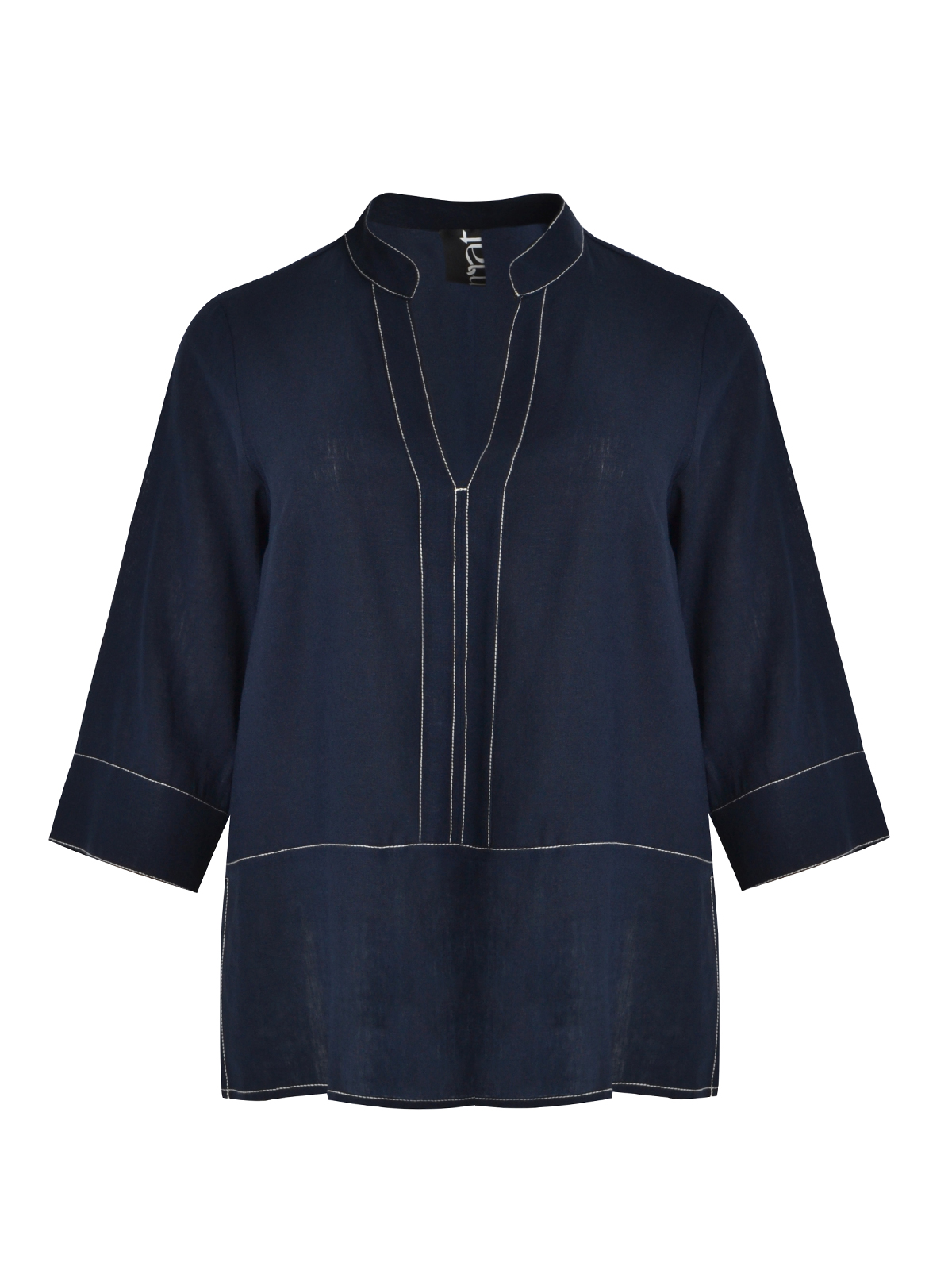 Μπλούζα βισκόζη/λινό με μάο γιακά φωτογραφία