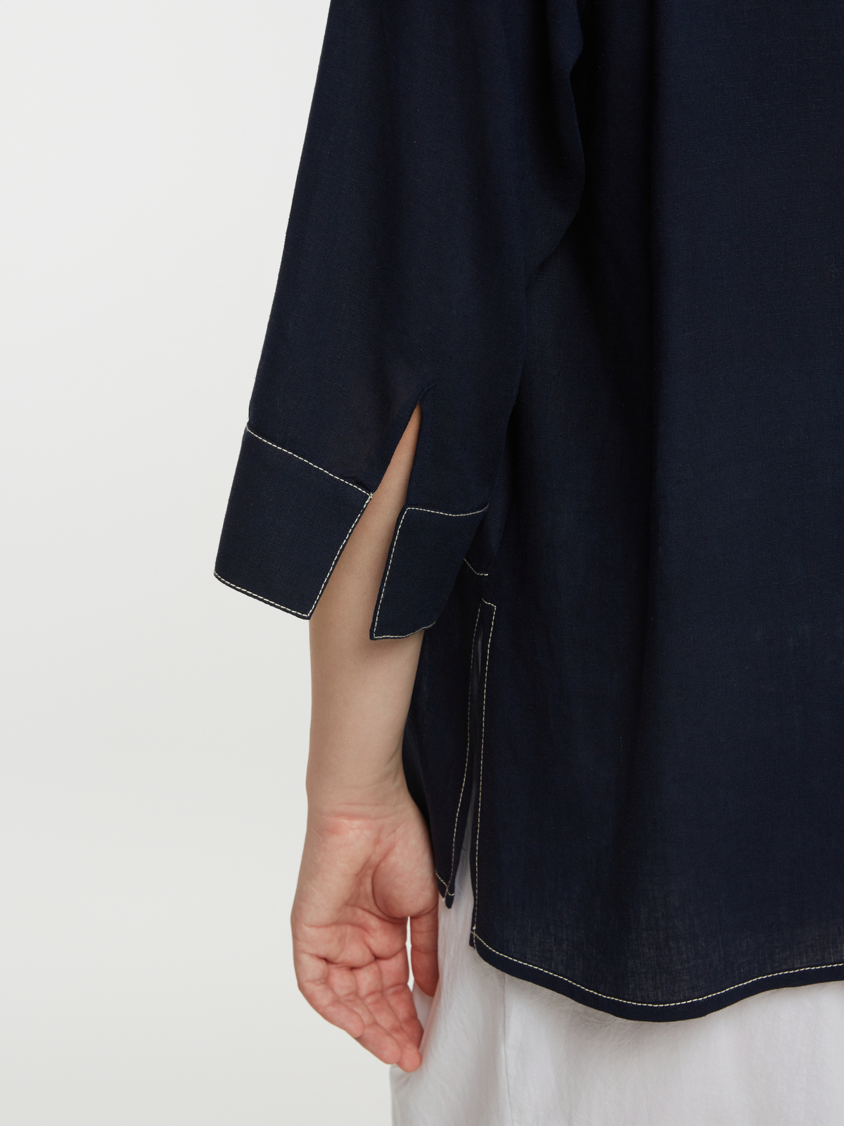 Μπλούζα βισκόζη/λινό με μάο γιακά φωτογραφία