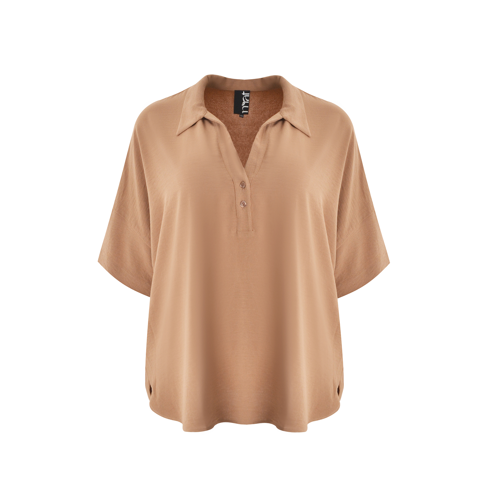 Μπλούζα κρεπ airwashed με κοντό μανίκι και γιακά