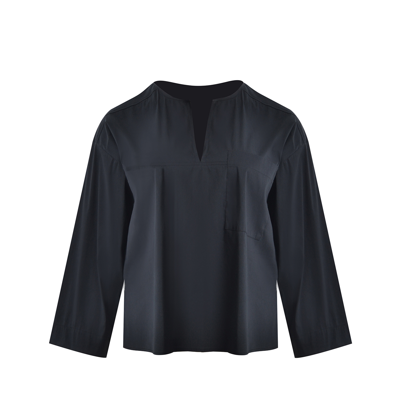 MAT FASHION Μπλούζα ποπλίνα με τσέπη στο στήθος & μοντέρνο ντεκολτέ