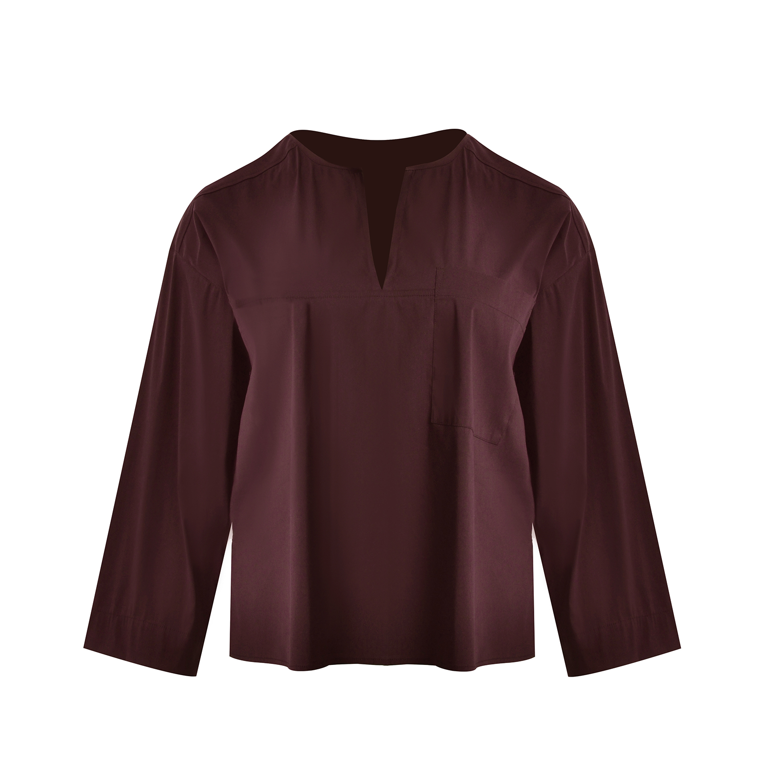 MAT FASHION Μπλούζα ποπλίνα με τσέπη στο στήθος & μοντέρνο ντεκολτέ