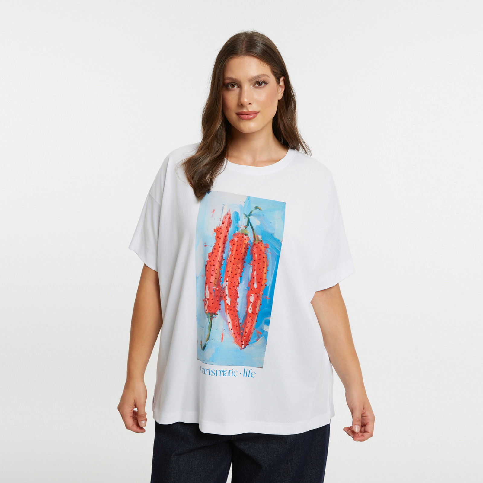 Cotton t-shirt with chili pepper print