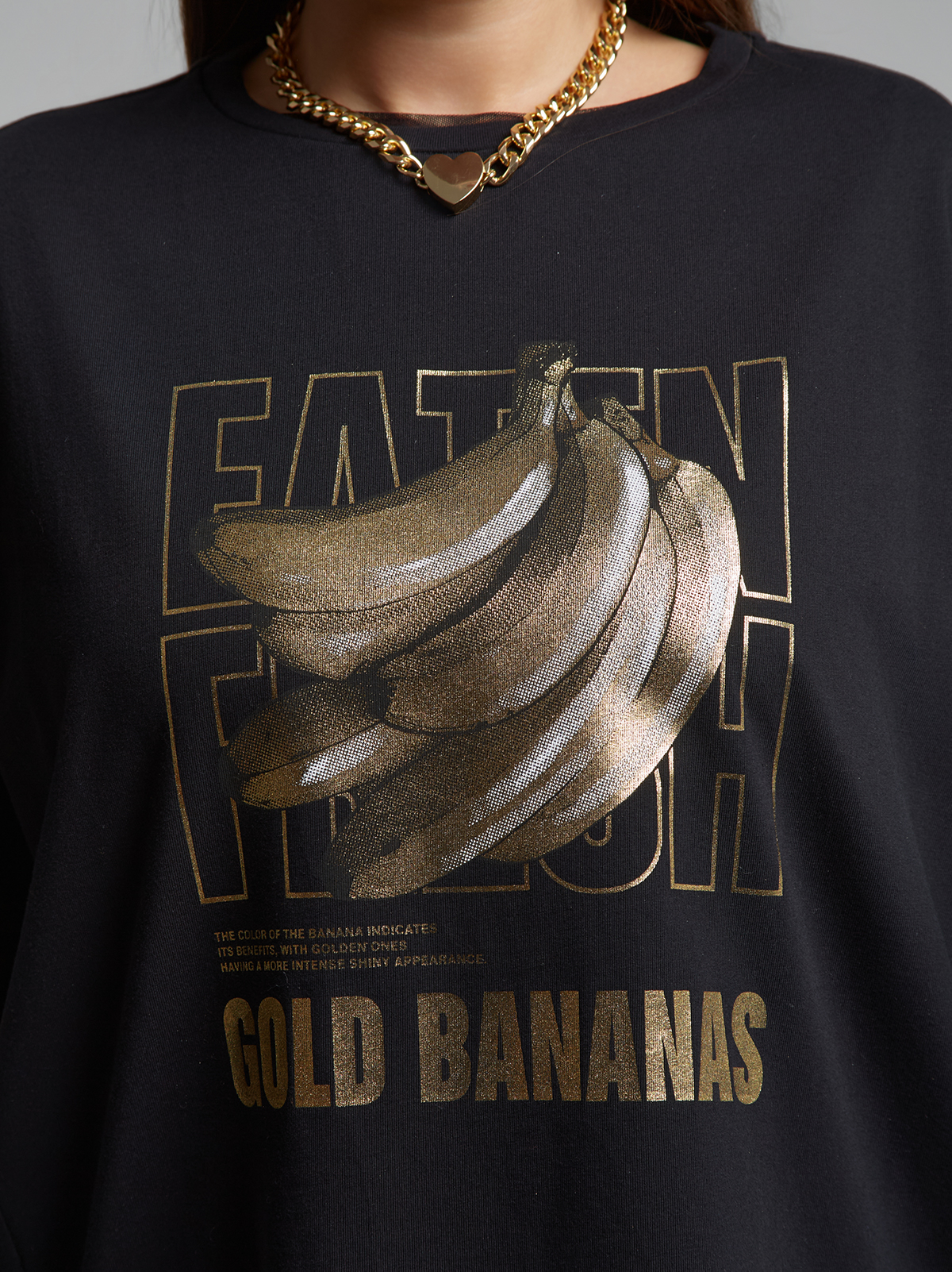 Βαμβακερό t-shirt με μεταλλιζέ banana print