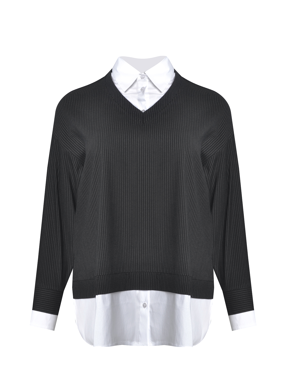 Μπλούζα pinstripe με ενσωματωμένο πουκάμισο φωτογραφία