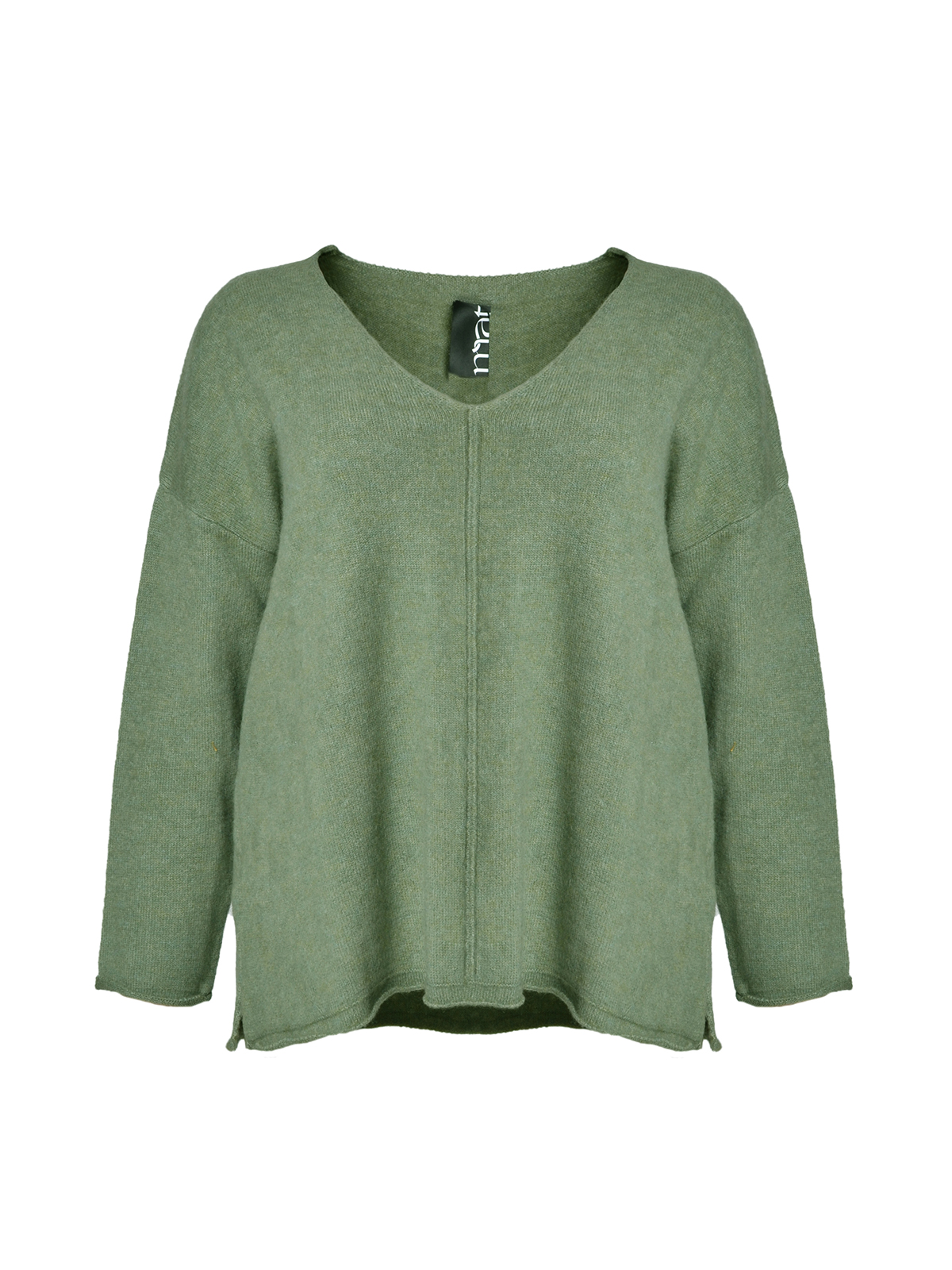 Πλεκτή μπλούζα με V-λαιμόκοψη και χαλαρή γραμμή φωτογραφία