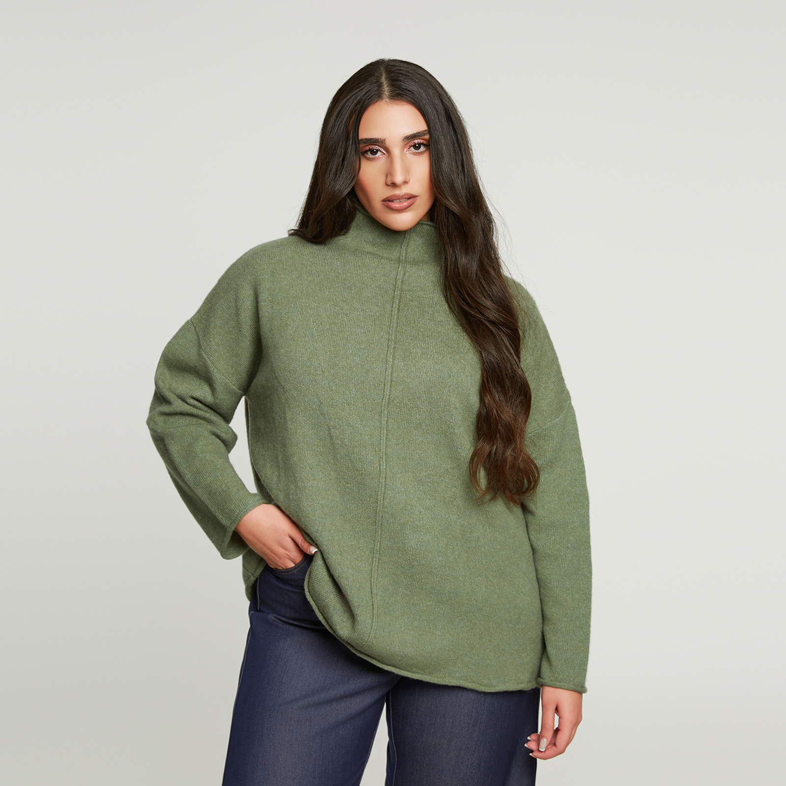 MAT FASHION Πλεκτή μπλούζα ζιβάγκο σε χαλαρή γραμμή